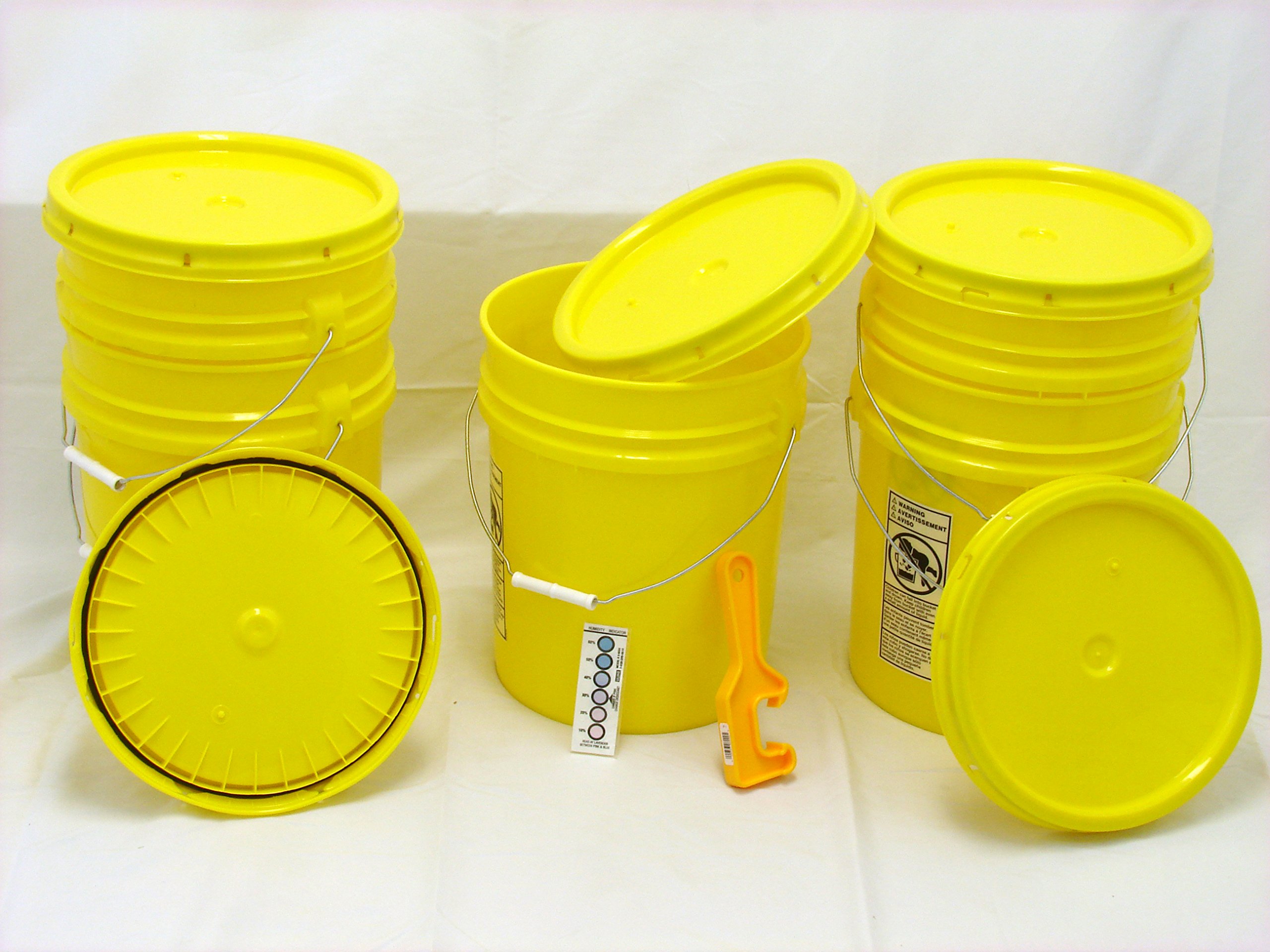 5 Gallon Food Grade Bucket Kit - 90 Mil Yellow Buckets with Snap-on Lids & Lid Wrench for Food Storage, Home Organization & Emergency Preparedness