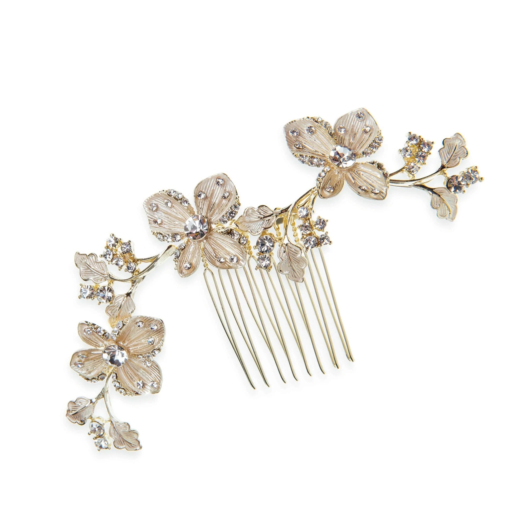 Elegant Gold Bridal Hair Comb with Swarovski Crystals - Vintage Buttercup Design for Weddings, Prom & Special Occasions