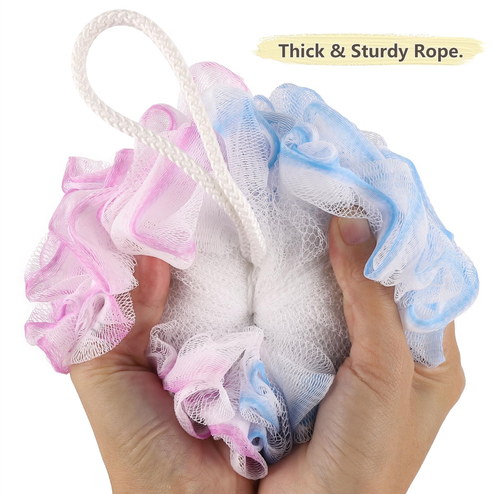 BTYMS 60g Loofah Sponge Bath Pouf Set of 4 - Exfoliating Body Scrubber for Shower, Washing & Skin Care - Soft & Durable Bath Puffs for Women & Men, Perfect for Exfoliation & Deep Cleansing