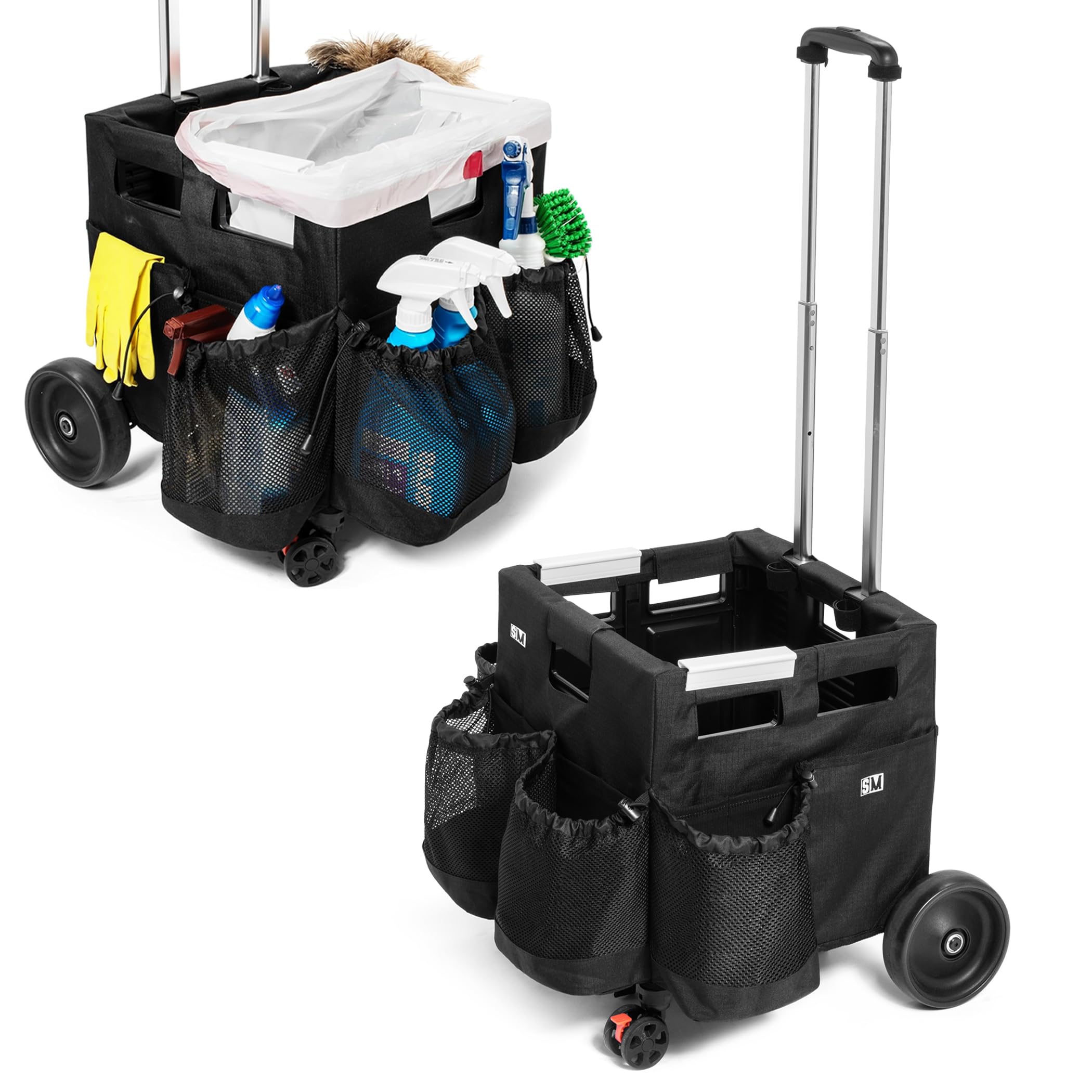 Wheelie Clean - Stair Climbing Cleaning Caddy Organizer with Wheels | Portable Cleaning Supplies Storage for Bathroom, Kitchen & Home Use