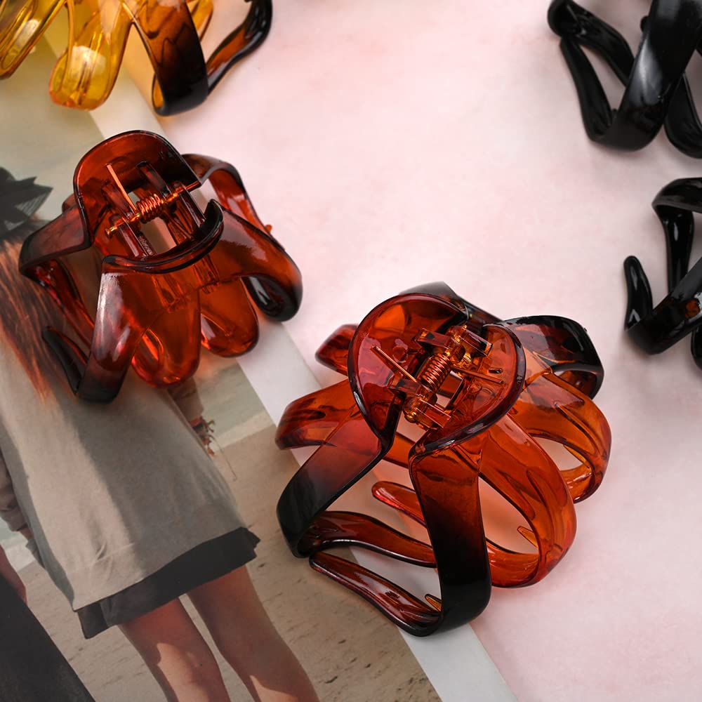 Set of 6 No-Slip Grip Octopus Jaw Hair Clips for Women - Matte Finish Thick Hair Claw Clips for Medium to Thick Hair | Perfect for Daily Hairstyles, Work, Gym & Casual Outings