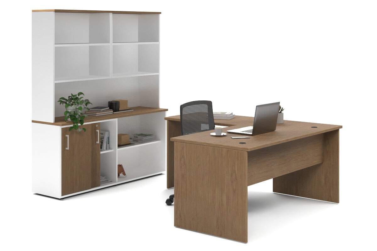 L-Shaped Executive Desk with Uniform Panel & White Carcass - 1600L x 1600W - Perfect for Home Office, Corporate Workspace & Modern Office Decor
