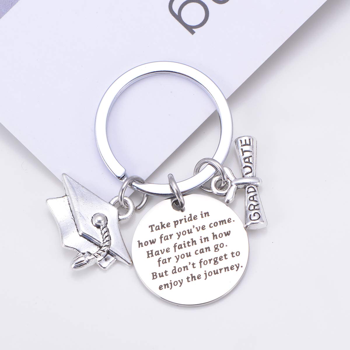 Personalized Graduation Keychain for Her/Him 2023 - Inspirational Gift from Mom & Dad with Engraved 'Keep Going' Message - High School Graduation Jewelry for Students - Perfect Graduation Party Favors & Keepsakes