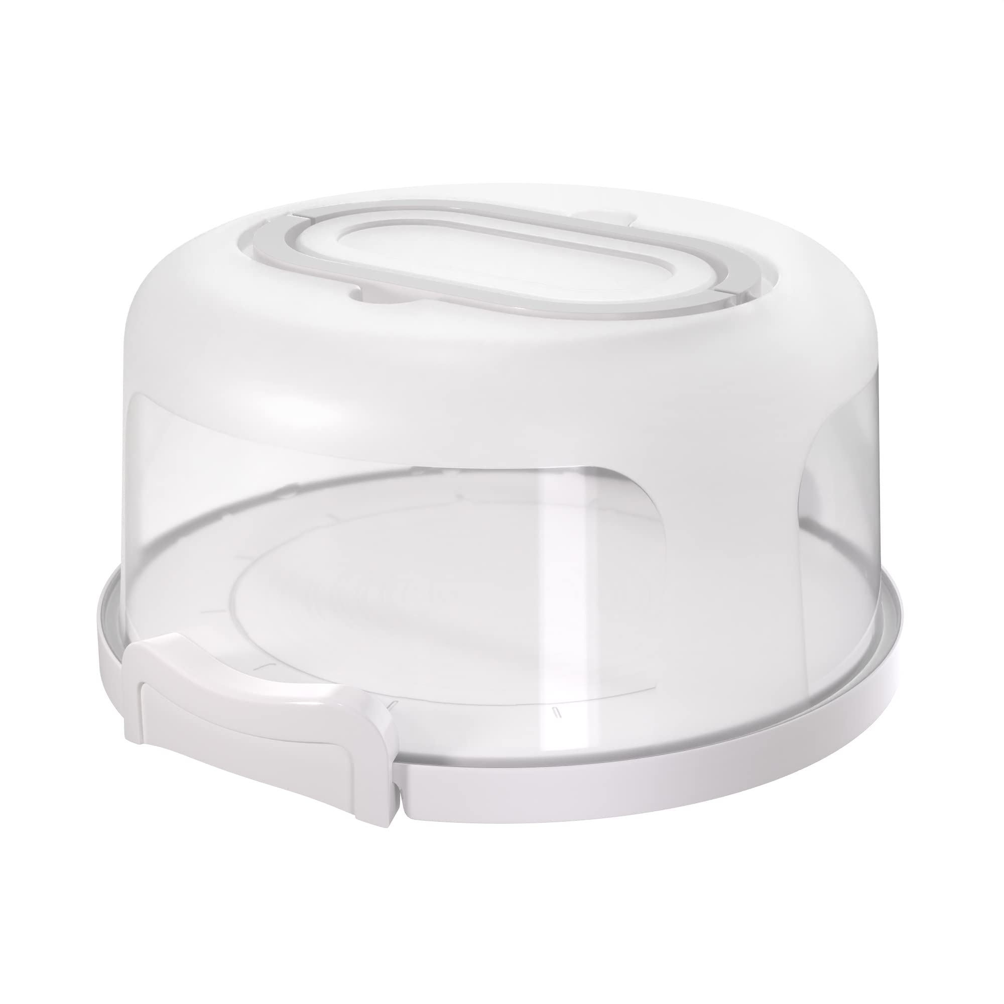 Premium Round Cake Carrier with Handle – 2-in-1 Cake Holder & 5-Section Serving Tray for 10 Inch Cakes & Pies | Portable White Cake Storage Box for Parties, Baking, Picnics & Catering Events