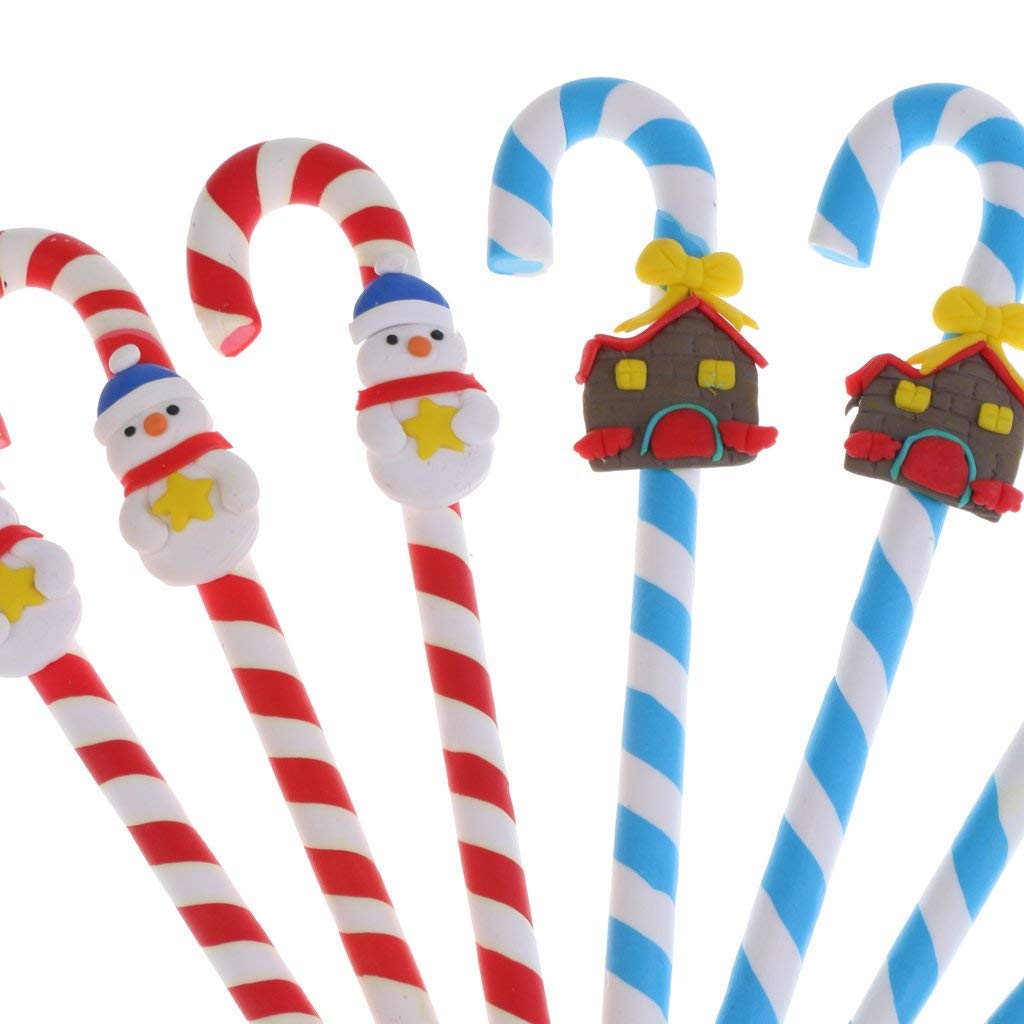 10-Pack Christmas Santa Claus Candy Cane Ballpoint Pens - Festive Holiday Party Favors, Office & School Supplies, Random Colors - Perfect for Gifts, Stocking Stuffers & Christmas Celebrations