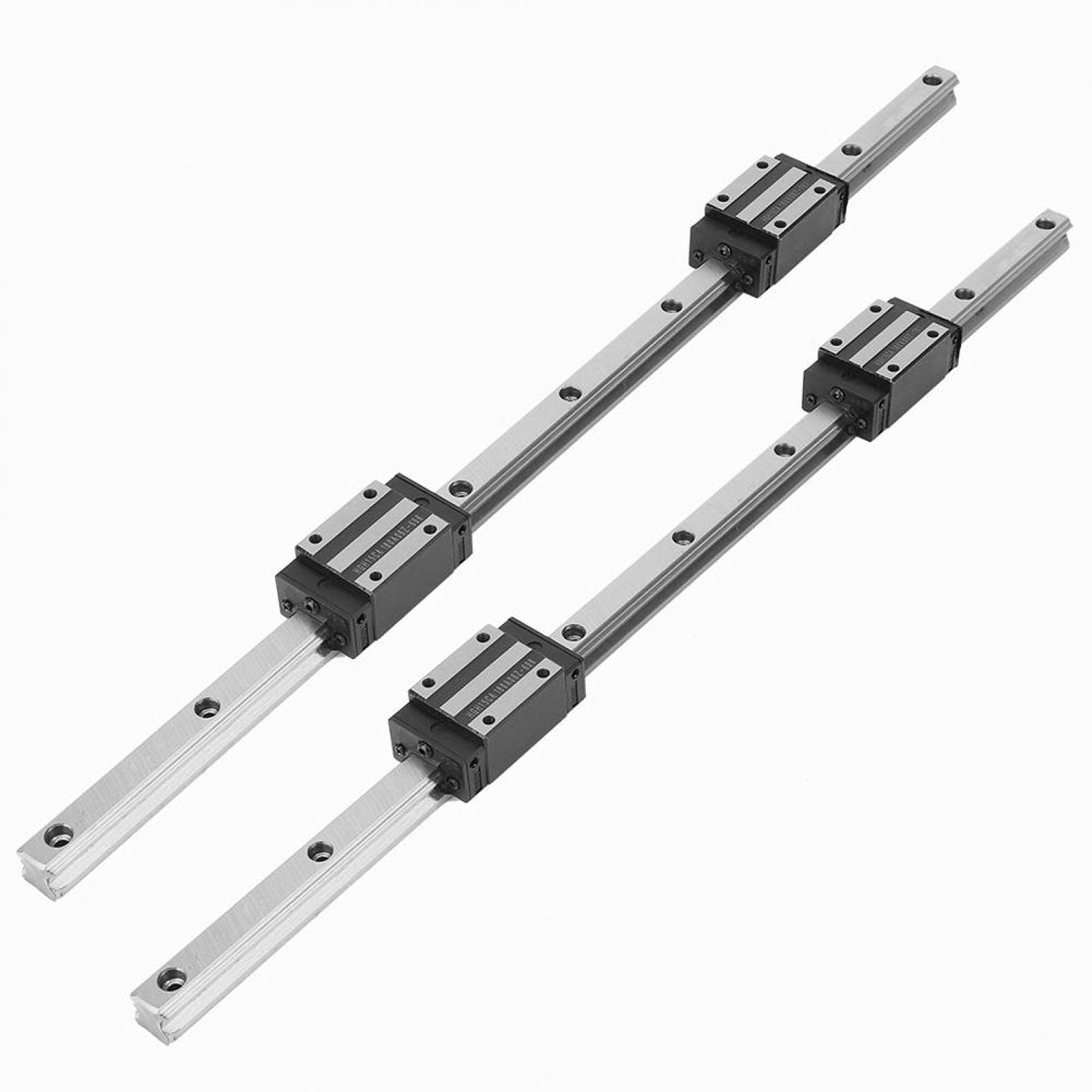 2Pcs HGR15-500mm Linear Rail Guide, 15mm Width with 4pcs Carriage Slide Block - High Precision Linear Motion System for 3D Printers, CNC Machines, Laser Cutters, and Industrial Automation