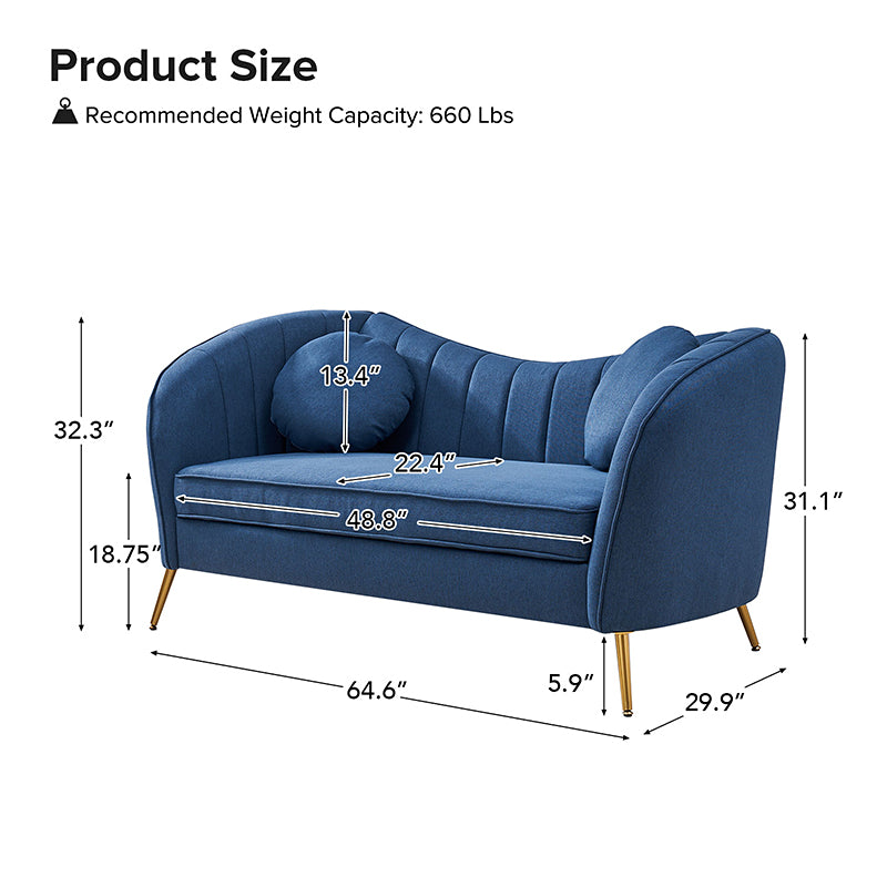 Emilio Contemporary Tufted Back Loveseat - Elegant & Comfortable Small Sofa for Living Room, Bedroom or Office - Perfect for Relaxing & Entertaining Guests