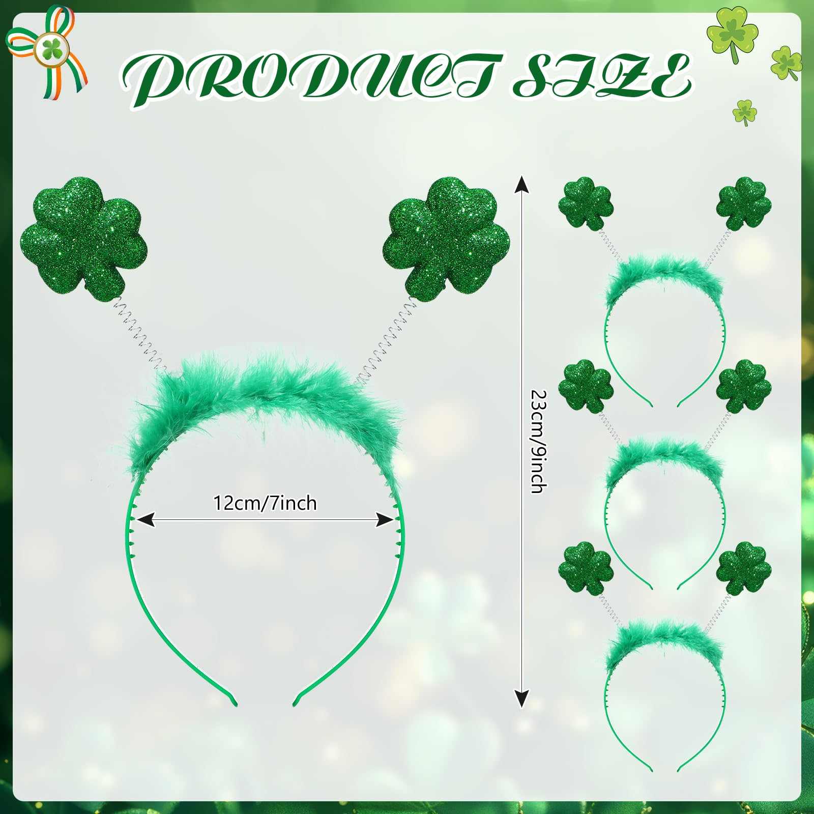 St. Patrick's Day Women's Headband and Glasses Set - Shamrock Costume Accessories for Women & Girls | Perfect for Irish Themed Parties, Parades, and Festive Celebrations