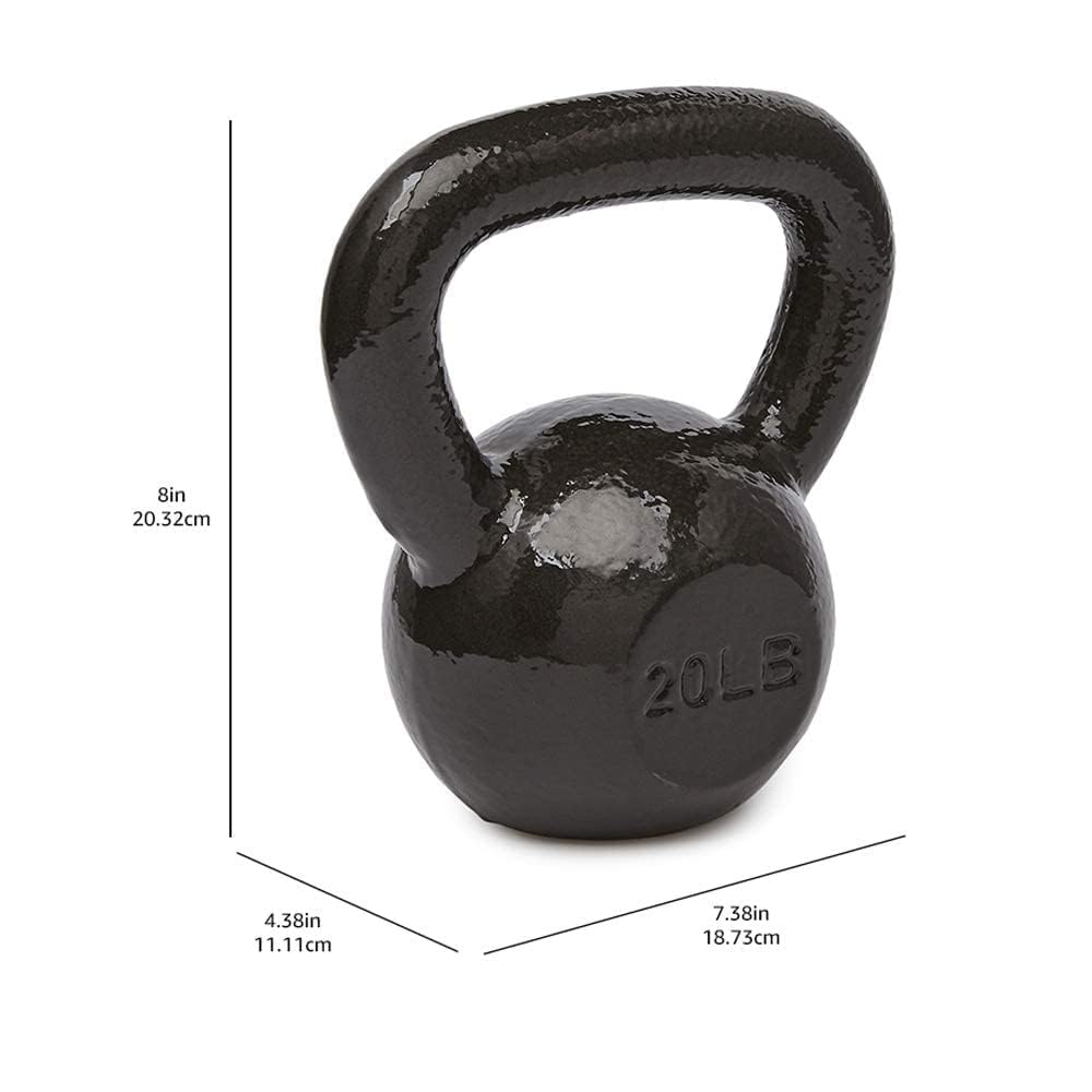 Amazon Basics Cast Iron Kettlebell - 5-50 lbs Weight Options for Home Gym, Strength Training & Fitness Workouts - Perfect for CrossFit, HIIT, and Functional Training