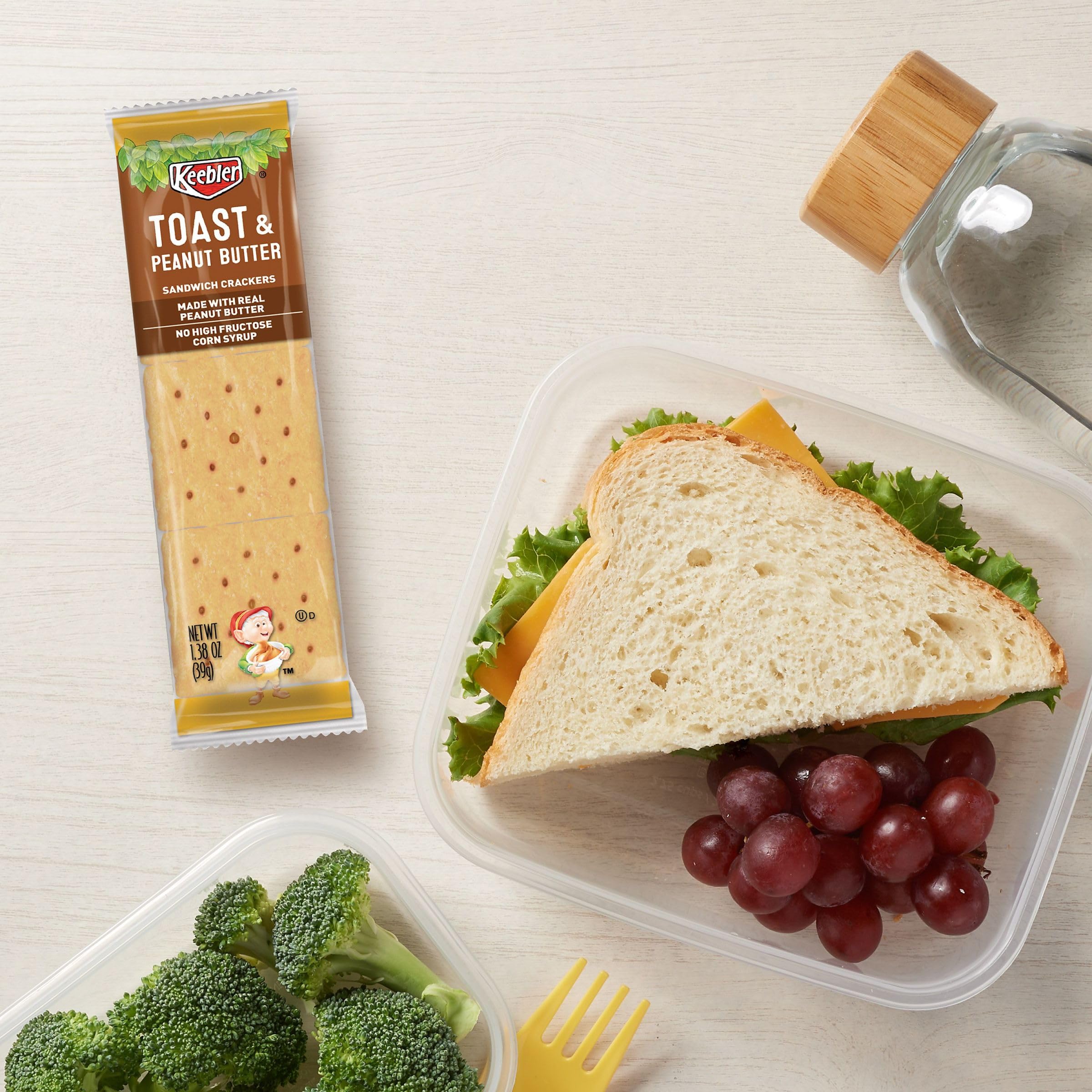 Keebler Sandwich Crackers - Single Serve Snack Crackers with Toast & Peanut Butter - 11oz Tray (8 Packs) - Perfect for School Lunches, Office Snacks & On-the-Go Treats