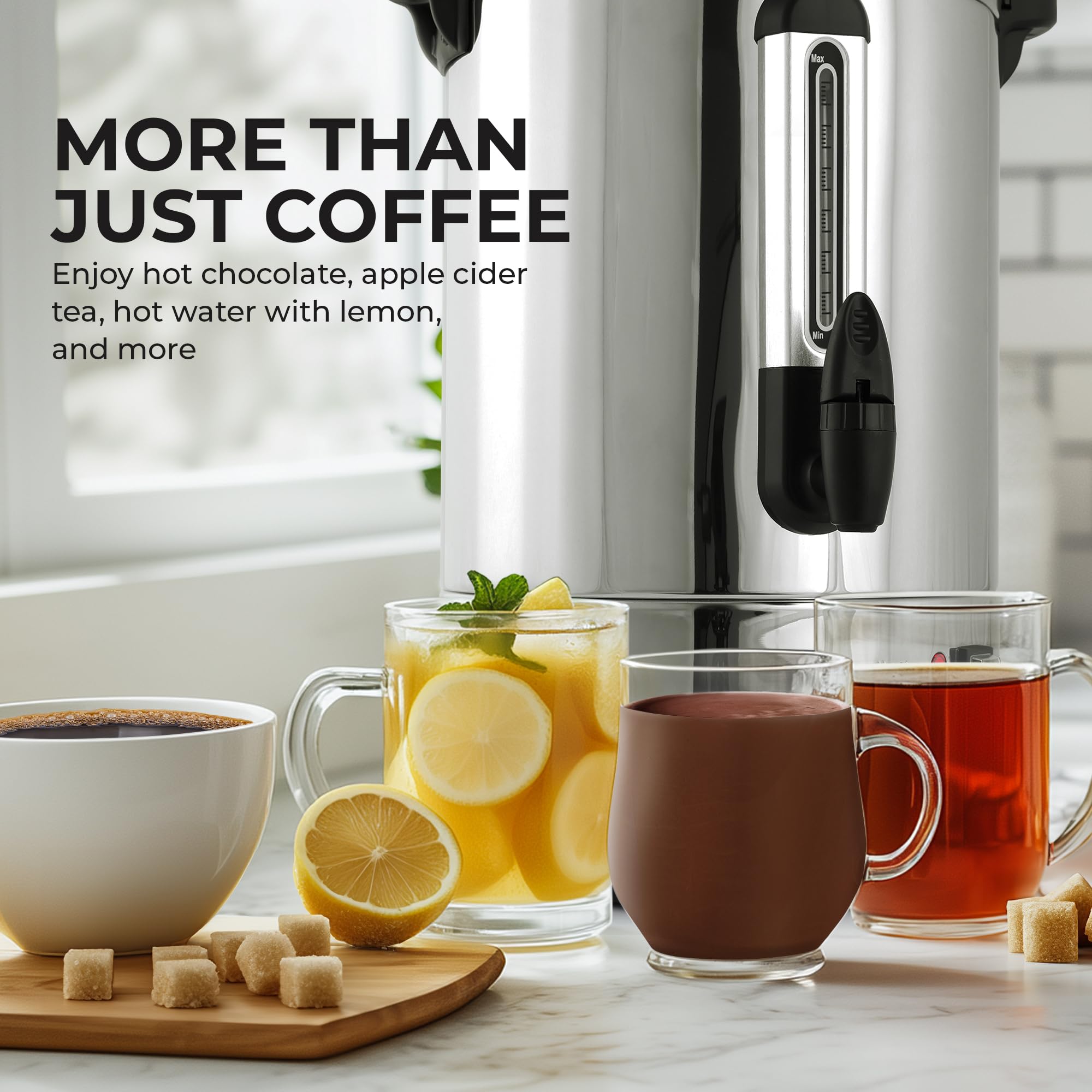 Zulay 50 Cup Commercial Coffee Maker - Stainless Steel Large Percolator Pot with Quick Brew Technology & Double-Wall Insulation - Keeps Coffee, Tea & Beverages Hot for Hours - Perfect for Events, Catering, Offices & Restaurants