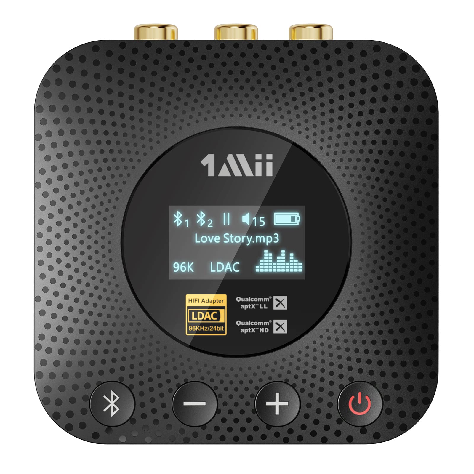 1Mii B06HD+ Hi-Res Bluetooth 5.1 Music Receiver with LDAC & aptX HD - Wireless Audio Adapter for Home Stereo Systems, AV Receivers & Amplifiers - Features Audiophile DAC, Volume Control & OLED Display - Perfect for Home Theater & Hi-Fi Music Listening