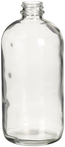 Wheaton 220725 Clear Glass Boston Round Safety Coated Bottle - 16oz (473ml) - 76mm x 170mm - 24-Pack - Ideal for Essential Oils, DIY Beauty Products & Laboratory Use