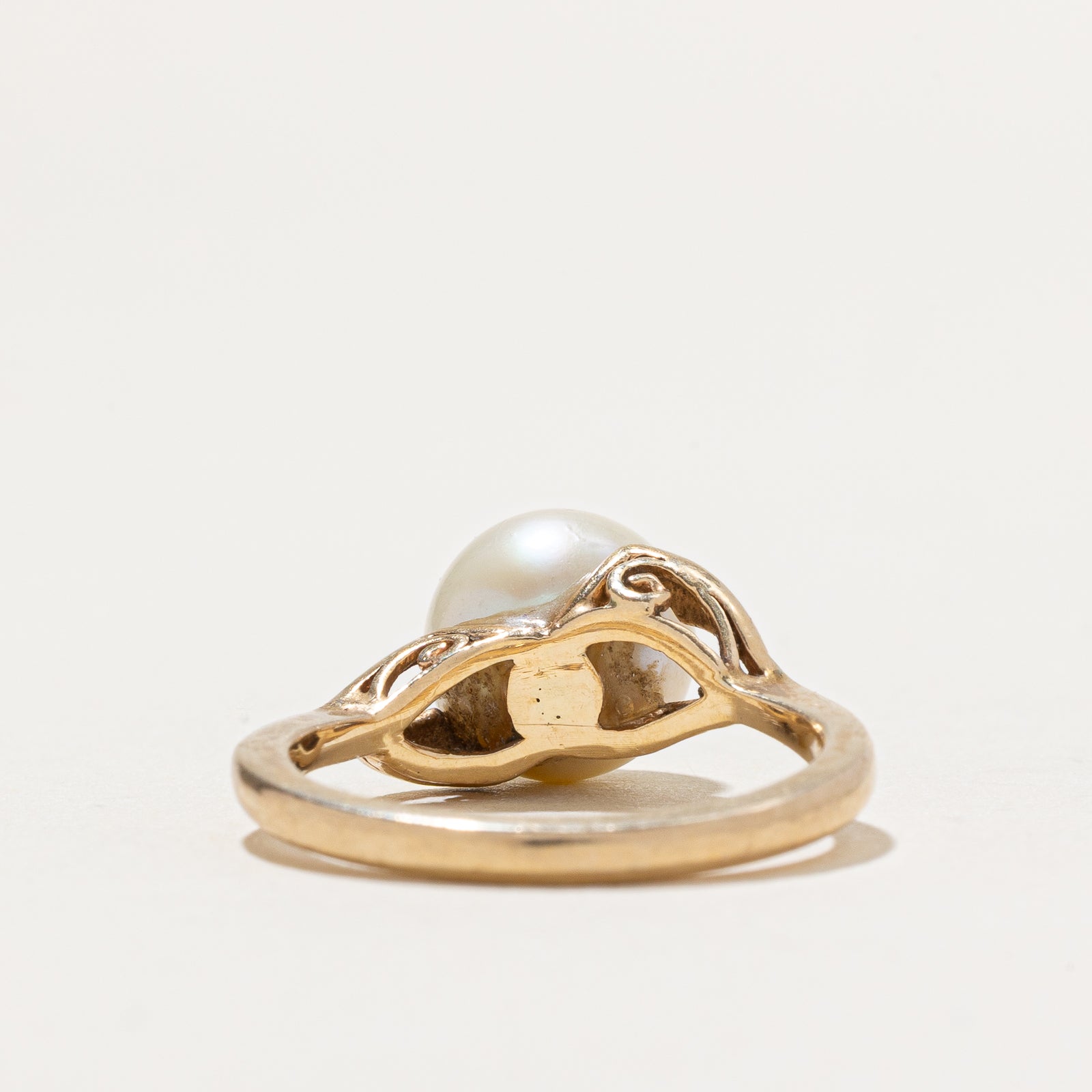 Solitaire Pearl Bypass Ring - 14K Gold Plated Elegant Jewelry for Women, Size 6.25 | Perfect for Weddings, Anniversaries & Special Occasions