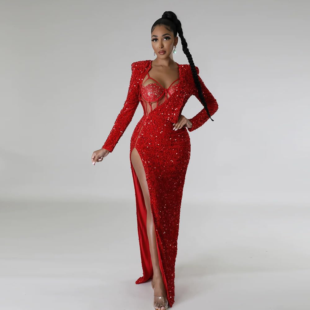 Sexy Rhinestone Bodycon Dress for Women - Sparkling Club & Party Night Out Dresses | Perfect for Evening Events, Nightclubs, and Special Occasions