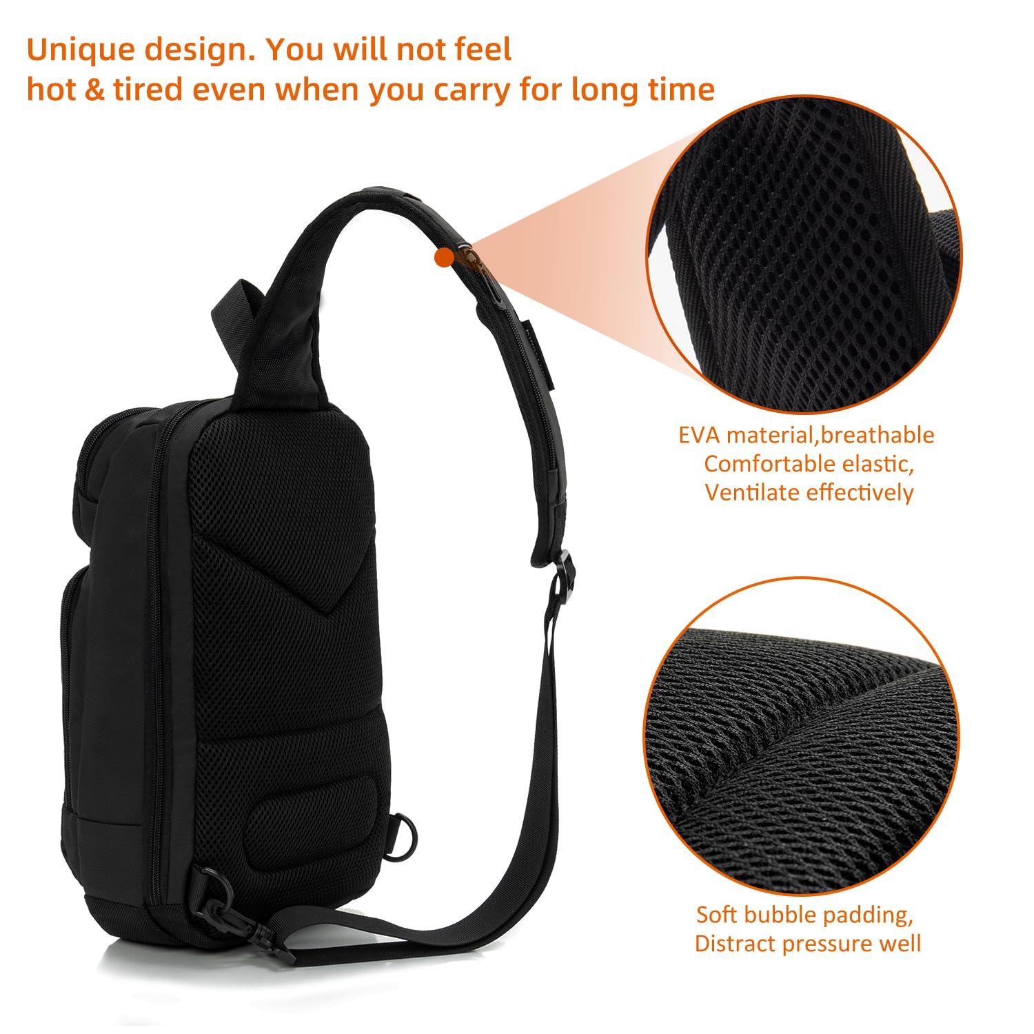 KINGSLONG 14-16 Inch Men's Sling Bag with USB Charging Port - Crossbody Shoulder Bag Fits 10.2 Inch iPad - Lightweight Casual Daypack for Travel, Work & Outdoor Activities