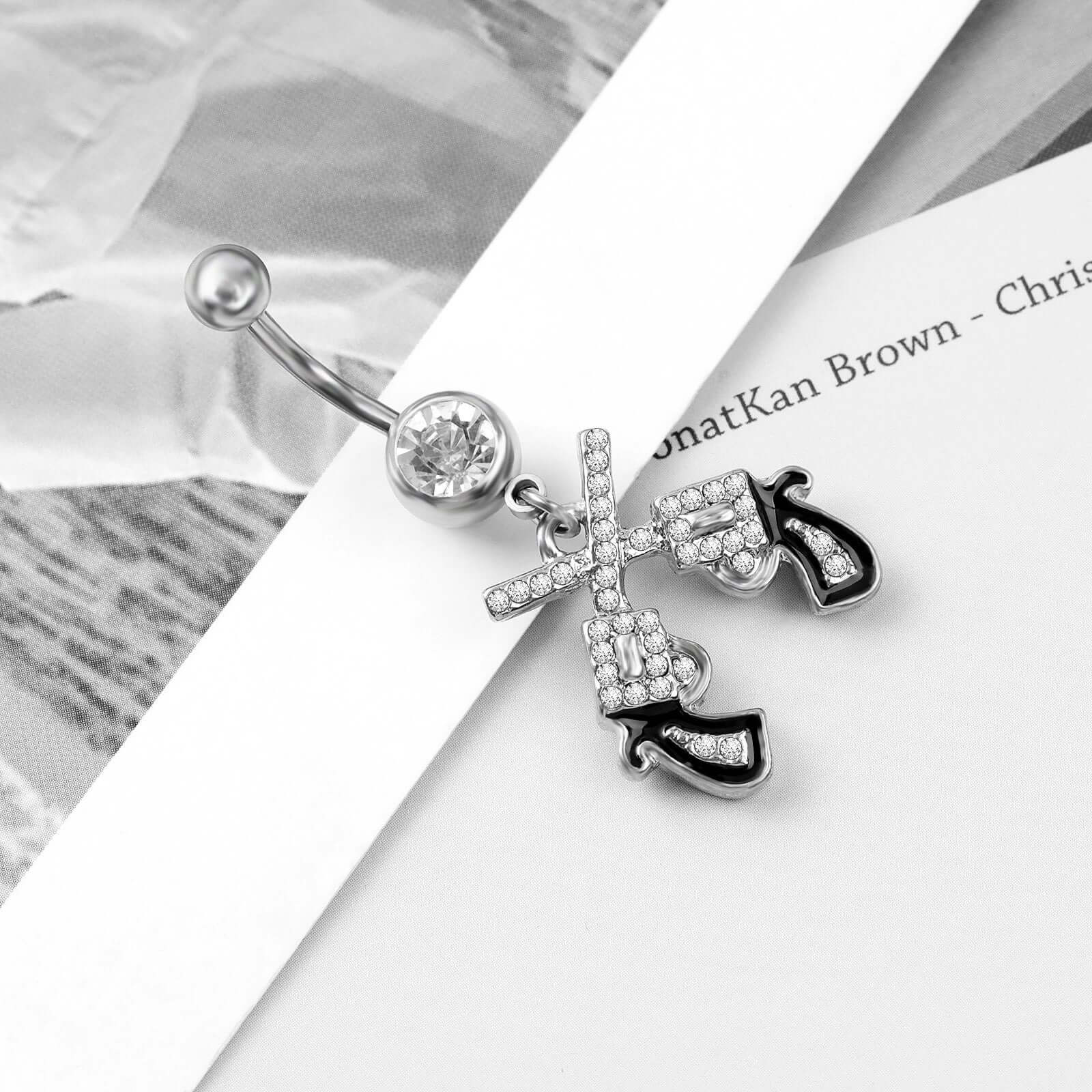 Sparkly Pistol Pendant Necklace - Elegant Gun Charm Jewelry for Women | Perfect for Parties, Gifts & Fashion Accessories