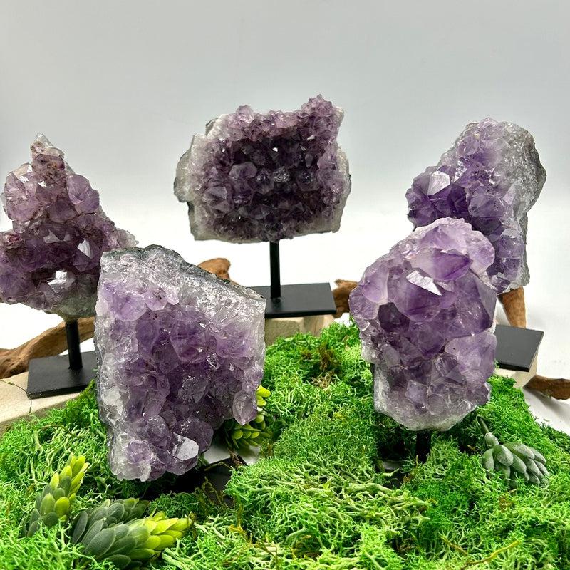 Natural Amethyst Crystal Clusters on Pins - Healing, Spiritual Growth & Energy Cleansing | Premium Brazilian Gemstones | Perfect for Meditation, Chakra Balancing & Home Decor