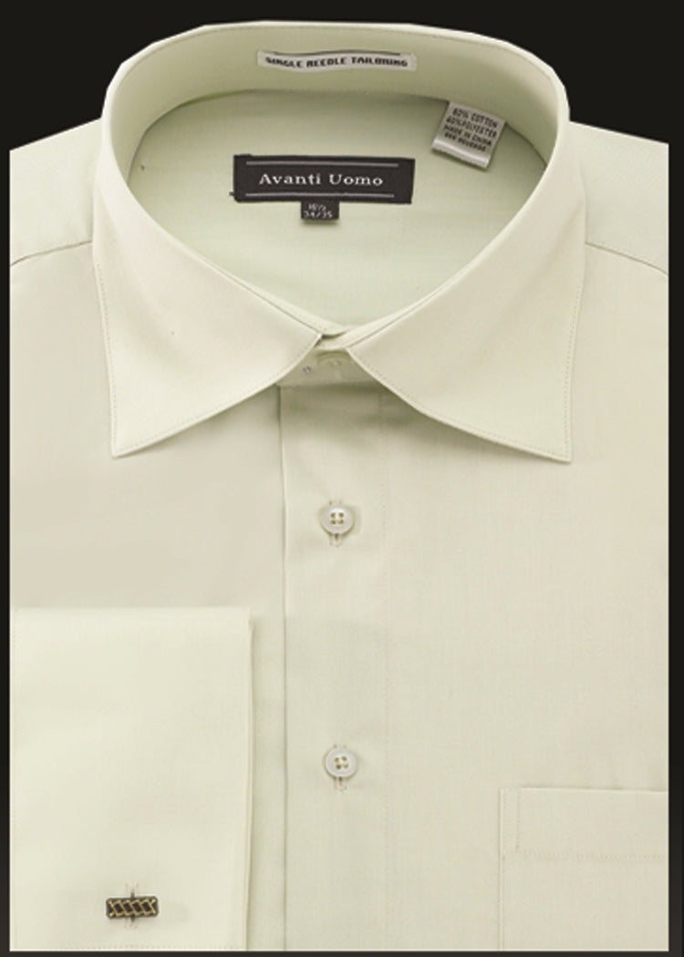 Premium Avanti Uomo French Cuff Dress Shirt DN32M - Sage Green Formal Business Shirt for Men - Perfect for Weddings, Office & Special Occasions