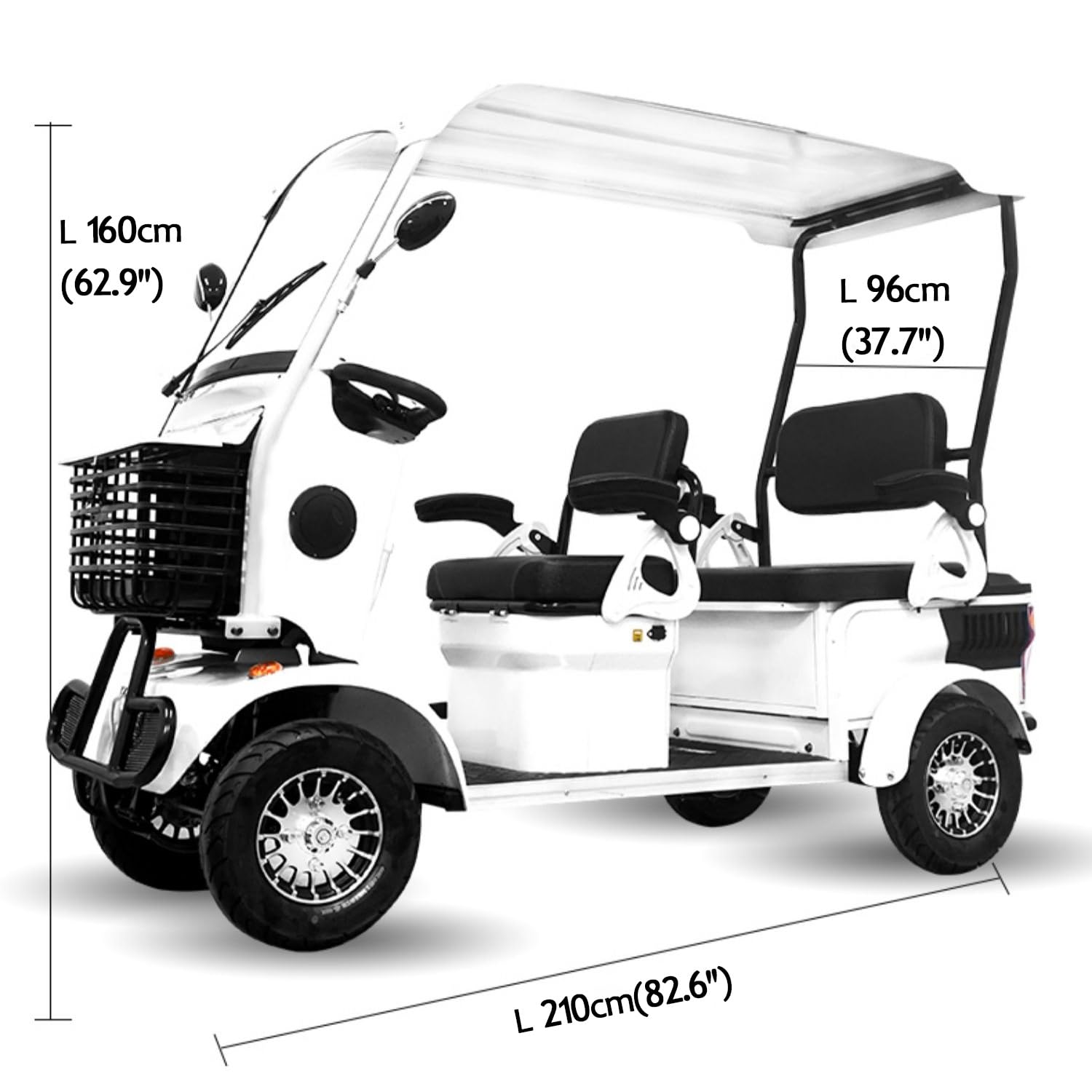 4-Passenger Electric Golf Cart & Scooter - Long Battery Life Mobility Scooter with Triple Storage | Ideal for Seniors, Adults & School Campuses | Perfect for Golf Courses, Retirement Communities & Campus Transportation