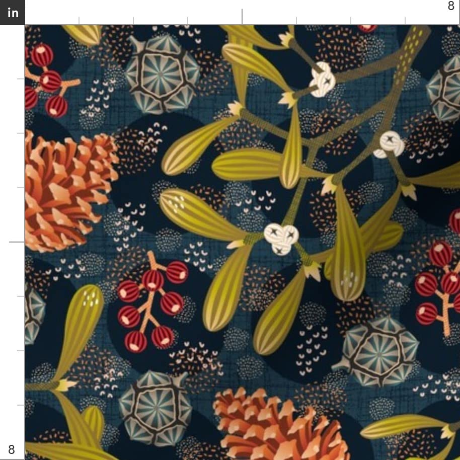 Winter Christmas Flora Berries Printed Minky Fabric by The Yard - Soft Plush Fabric for Sewing Baby Blankets, Quilt Backing & DIY Holiday Decorations - Spoonflower Premium Fabric