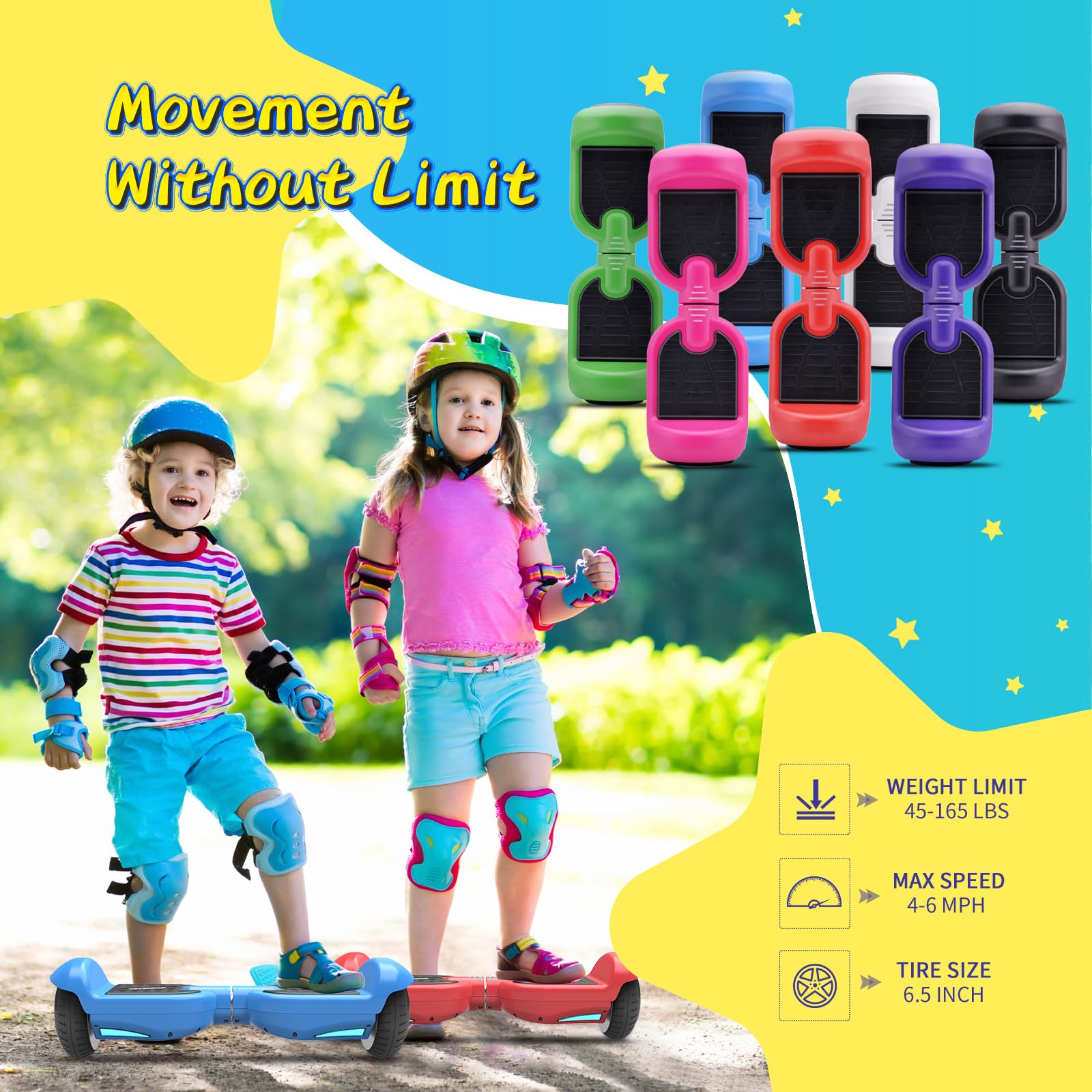 HOVERSTAR Bluetooth Hoverboard with LED Lights - Self Balancing Electric Scooter for Kids, Teens, Boys & Girls - Indoor & Outdoor Use - Perfect for Commuting, Campus Travel & Fun Rides (Matt Blue)