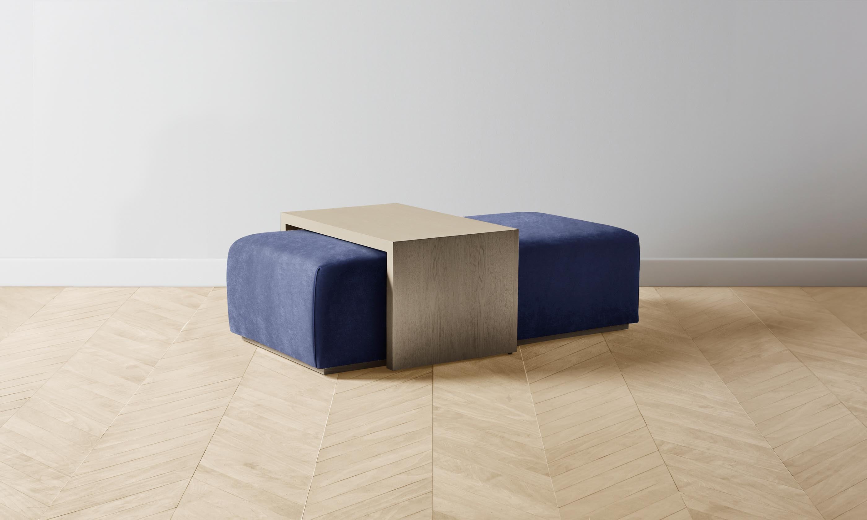 Luxury Velvet Ottoman - The Bowery Ottoman in Midnight Blue for Living Room & Bedroom Decor | Modern Home Furniture for Comfort & Style