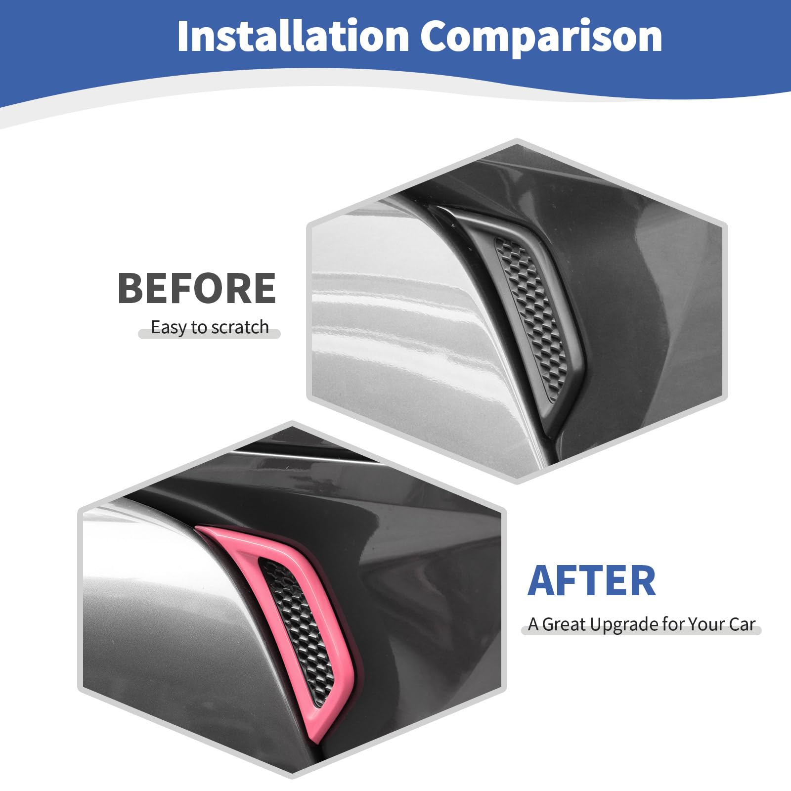 Jeep Wrangler JL JLU & Gladiator JT Side Fender Vent Decal Trim Cover - RT-TCZ Pink Exterior Accessories (2018-2024 Models, 2-Piece Set) - Enhance Off-Road Style & Protect Fenders