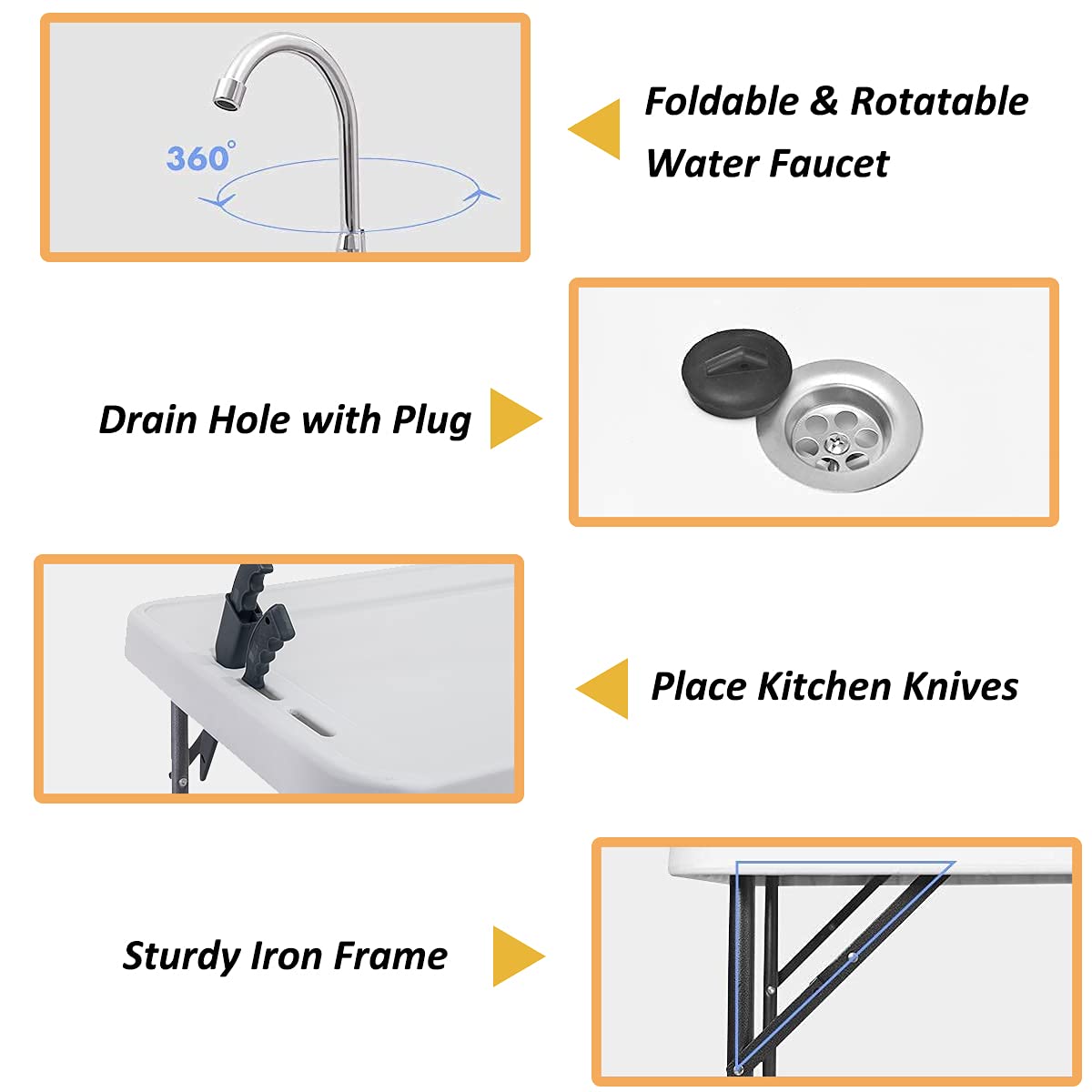 **SSLine Portable Outdoor Fish Table - Folding Camping Table with Sink, Quick Connect Faucet & Sprayer - Patio, Picnic, Cleaning & Cutting Workstation - Perfect for Camping, Fishing, BBQ & Outdoor Cooking**
