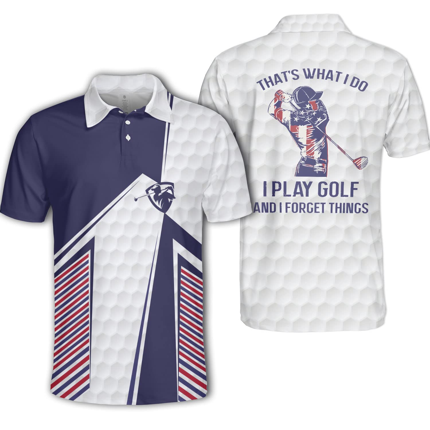 Pologap Men's American Flag Golf Polo Shirt - Patriotic Dry Fit Performance Polo for Golf & Casual Wear - USA Flag Design for Sports & Outdoor Activities
