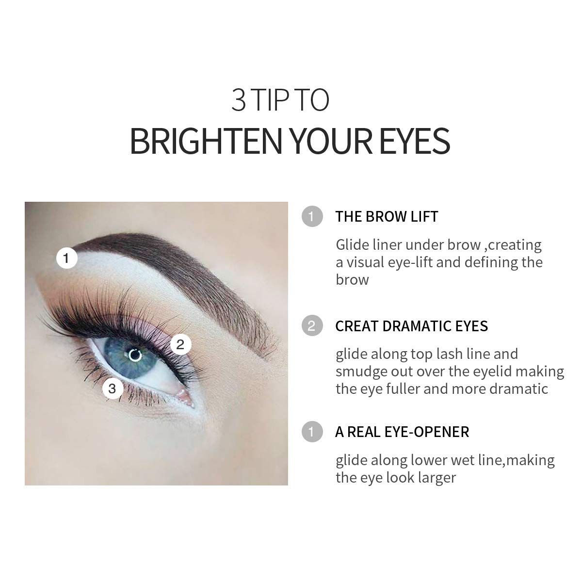 Professional White Eyeliner Pencils - Soft, Waterproof & Long-Lasting for Highlighting, Eyeshadow & Eye Brightening (12 Pack) | Perfect for Stage Makeup, Cosplay & Everyday Beauty Enhancement
