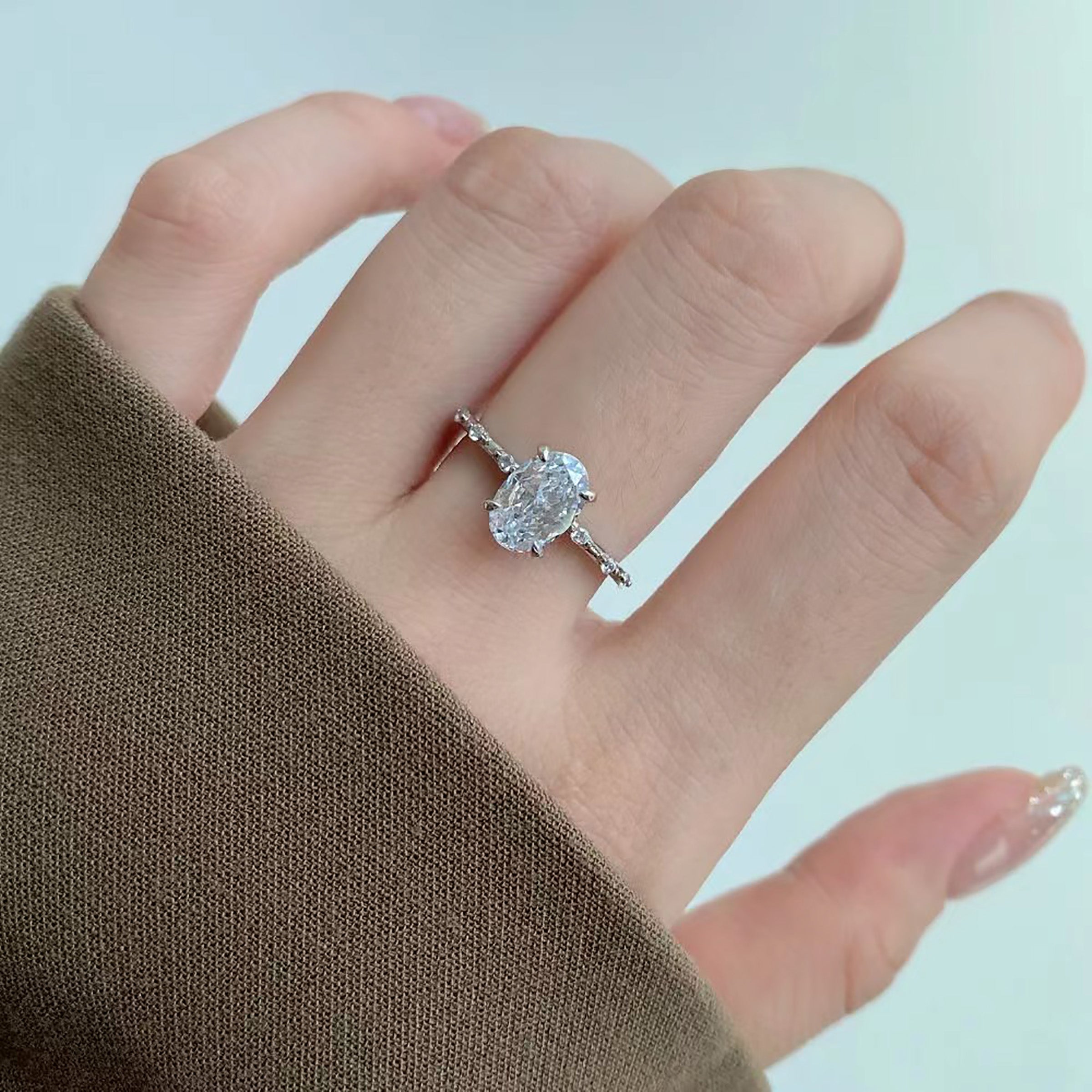 Oval Cut Moissanite Ashes Ring - Aurora Collection | Memorial Jewelry for Loved Ones | Perfect for Remembrance, Sympathy Gifts & Special Occasions