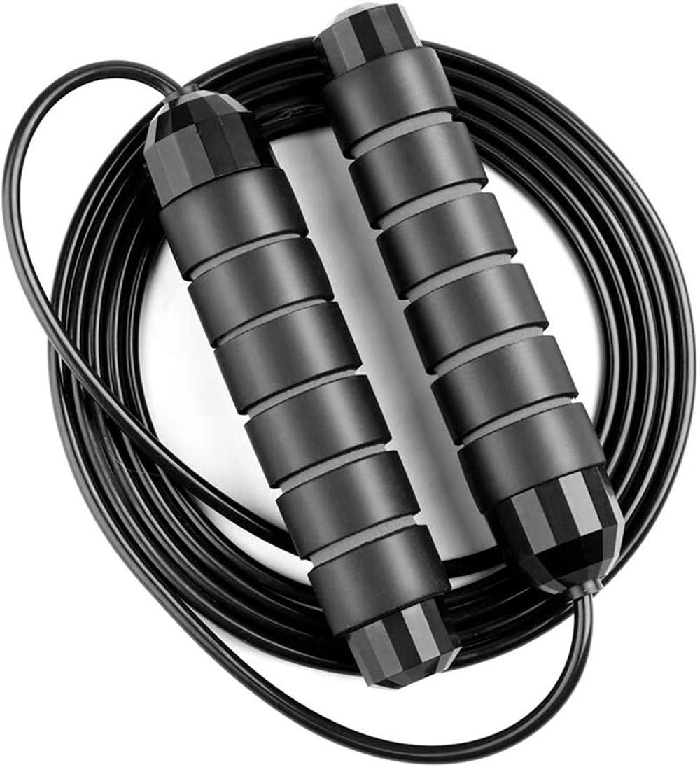 Professional Fitness Jump Rope - Tangle-Free High-Speed Skipping Rope with Ball Bearing Steel Wire & Anti-Slip Handle - Best for Indoor Workouts, Cardio Training, Weight Loss & CrossFit (Black)