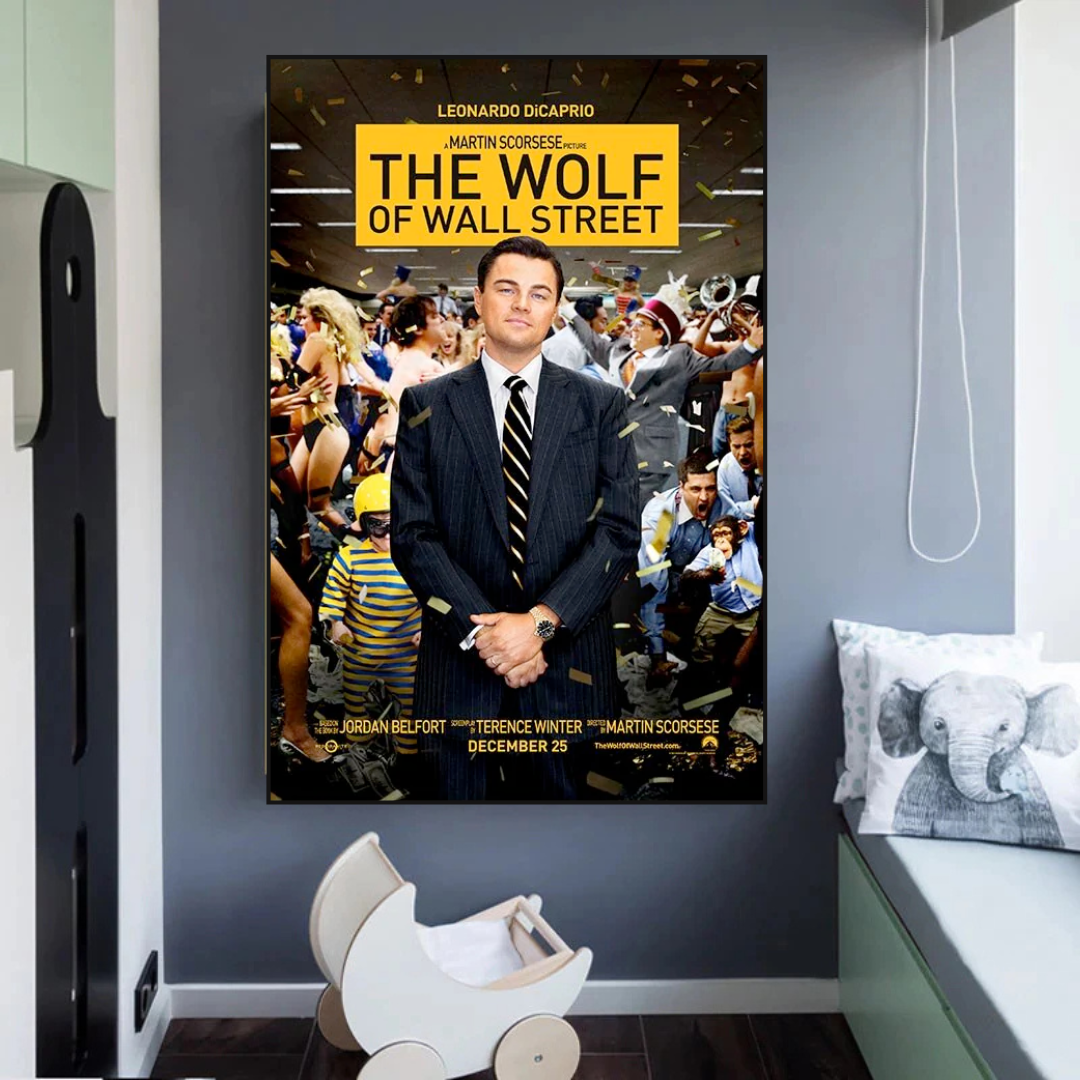 The Wolf of Wall Street Leonardo DiCaprio Canvas Wall Art Print - Premium Movie Poster for Home, Office & Theater Decor