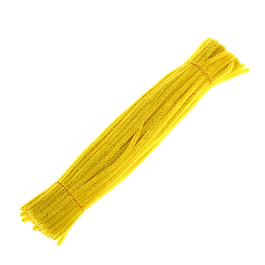 100 Pcs 14 Colors Chenille Stems Pipe Cleaners for DIY Crafts, School Projects, Home Decor & Creative Arts - 6mm x 12 inch Fuzzy Stems (Yellow, 100 Count) - Perfect for Kids Crafts, Classroom Activities & Holiday Decorations