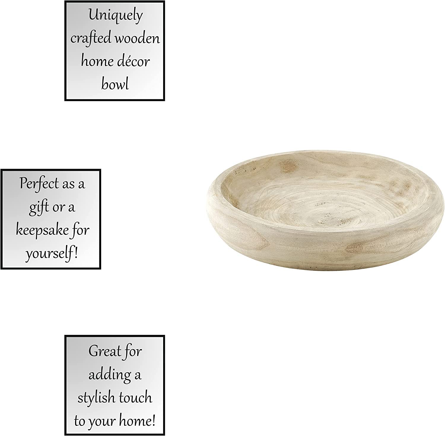 Modern Organic Wooden Large Decorative Bowl for Keys, Fruits, Dough - Natural Wood Serving Bowl for Entryway Table, Coffee Table Centerpiece - Rustic Farmhouse Home Decor - Perfect for Kitchen, Dining Room & Living Room Display