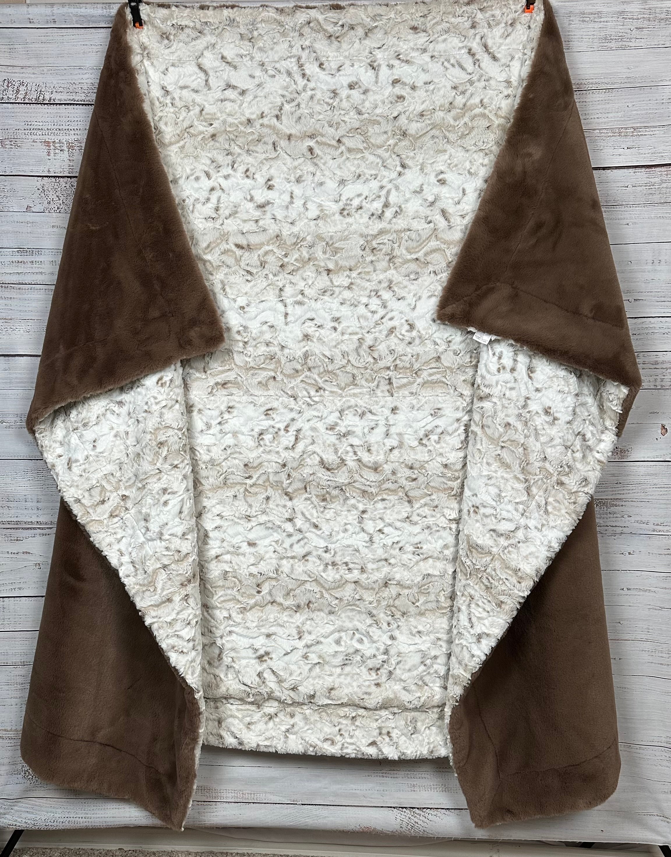 Premium Snowy Owl & Encore Truffle Pattern Double Luxe X-Wide XL 60x86 Inch 25mm Minky Plush Blanket - Ultra Soft Throw for Bed, Couch & Nursery Decor