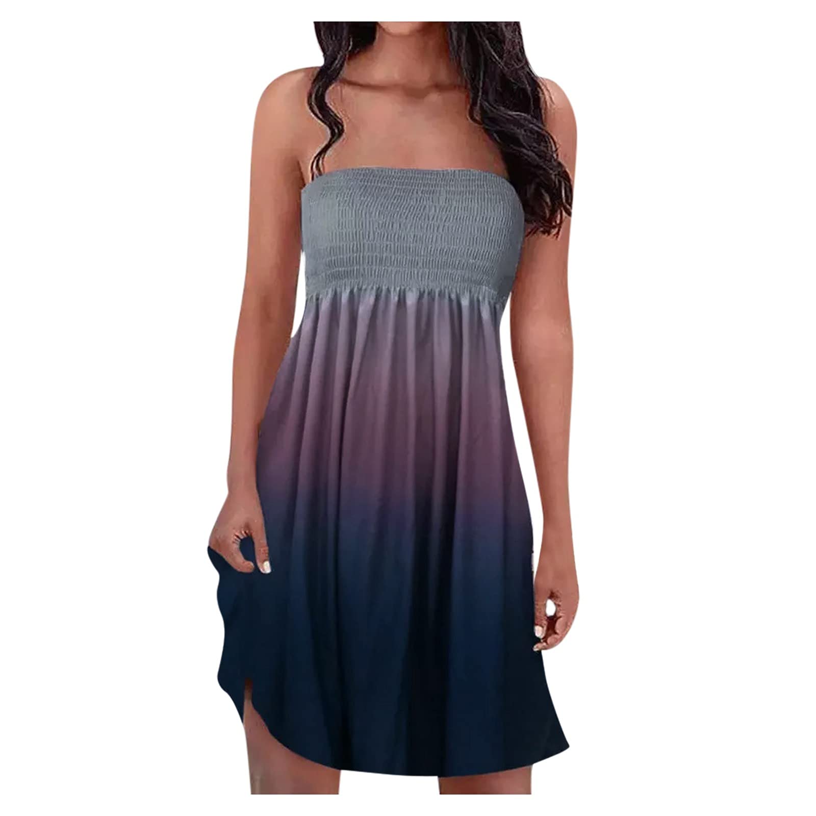 Women's Geometric Print Halter Neck Wrap Dress - Stretchy Elastic Band, Flowy Summer Beach Dress for Vacation, Pool Party & Casual Outings