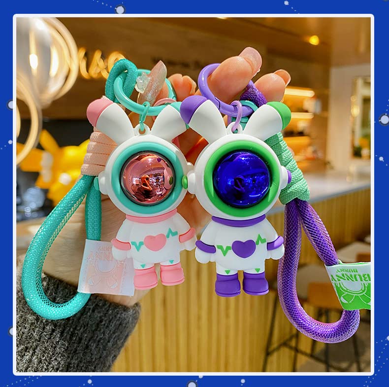 Cool Astronaut Heart Love Rabbit Pendant Keychain - Unique Bunny Keyring Gift for Men & Women - Perfect for Handbags, Backpacks, Car Keys & Wrist Straps - Great for Space Lovers & Everyday Use
