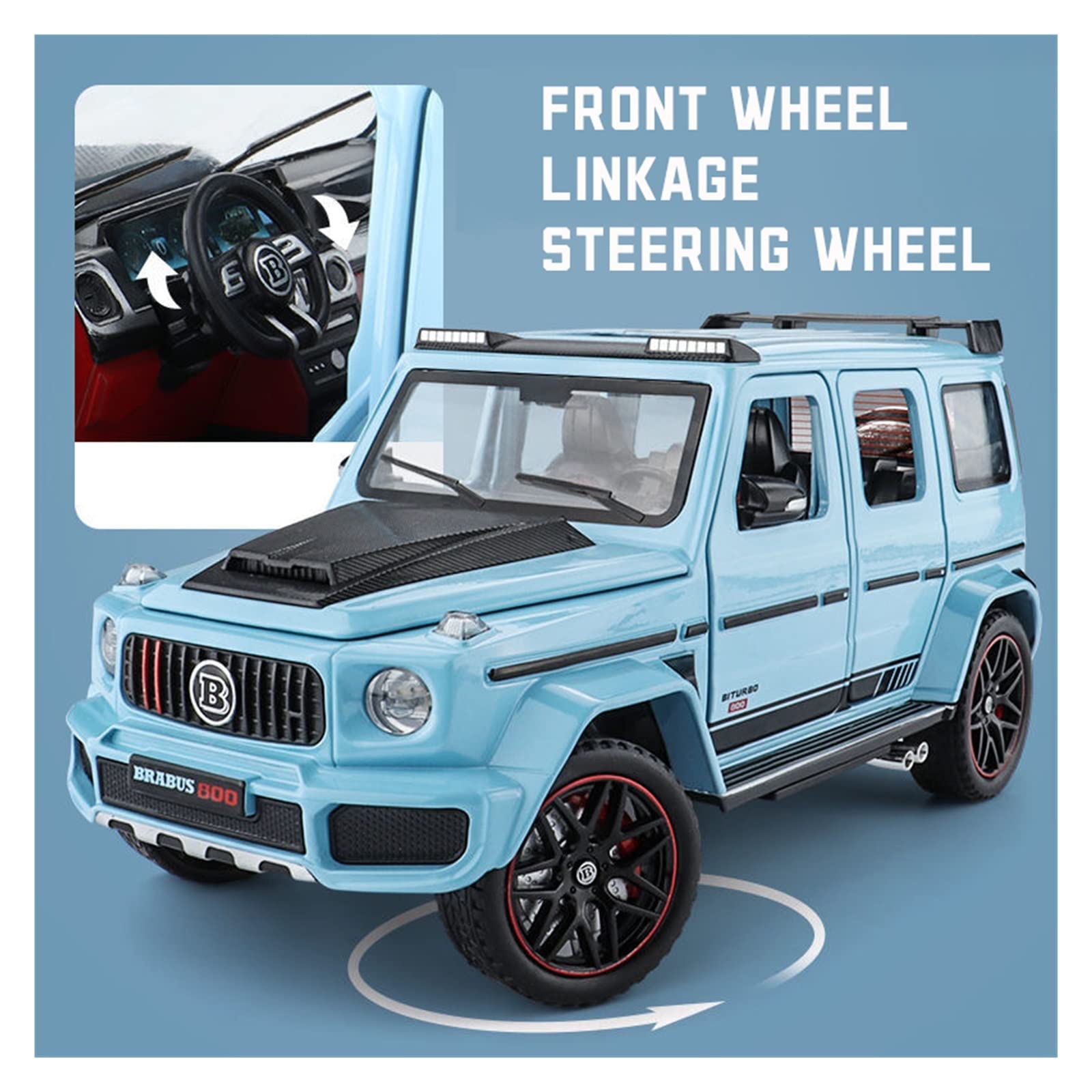 Brabus G800 1:24 Scale Alloy Diecast Model Car with Light & Sound Effects - Red SUV Toy for Boys, Kids Birthday Gift | Collectible, Play & Display