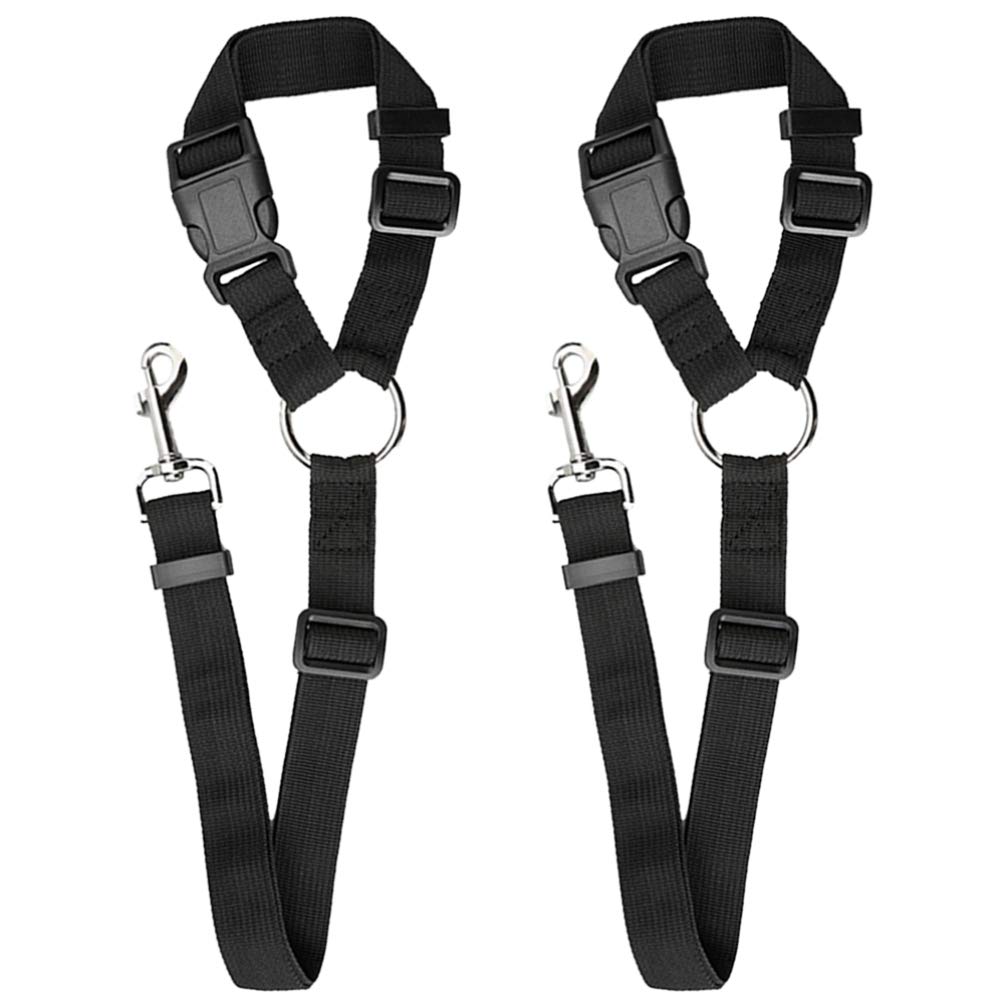 Balacoo 2Pcs Adjustable Dog Seat Belt - Pet Car Safety Harness with Headrest Restraint for Puppy & Small Dogs, Vehicle Travel & Daily Use (Black) - Perfect for Road Trips, Commuting & Safe Car Rides