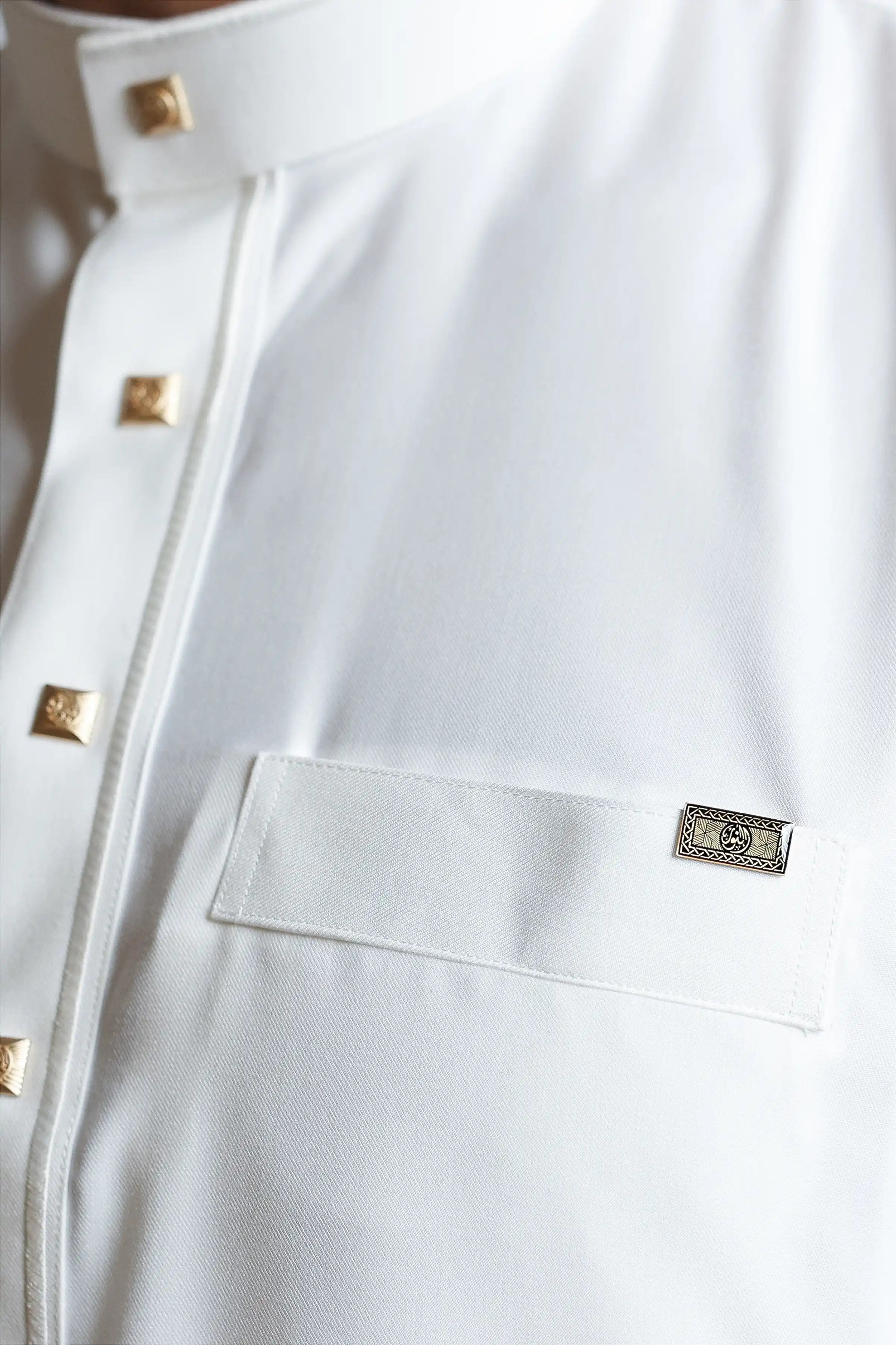 Premium J132 Cream Embroidered Thobe for Men - Traditional Islamic Robe for Eid, Ramadan & Special Occasions