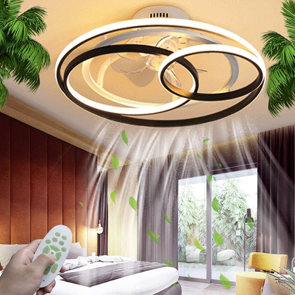 Modern LED Ceiling Fan with Dimmable Remote Control - Energy Efficient Invisible Blades, Soft Lighting for Bedroom, Living Room, Nursery & Dining Room - Perfect for Home Cooling and Ambient Lighting