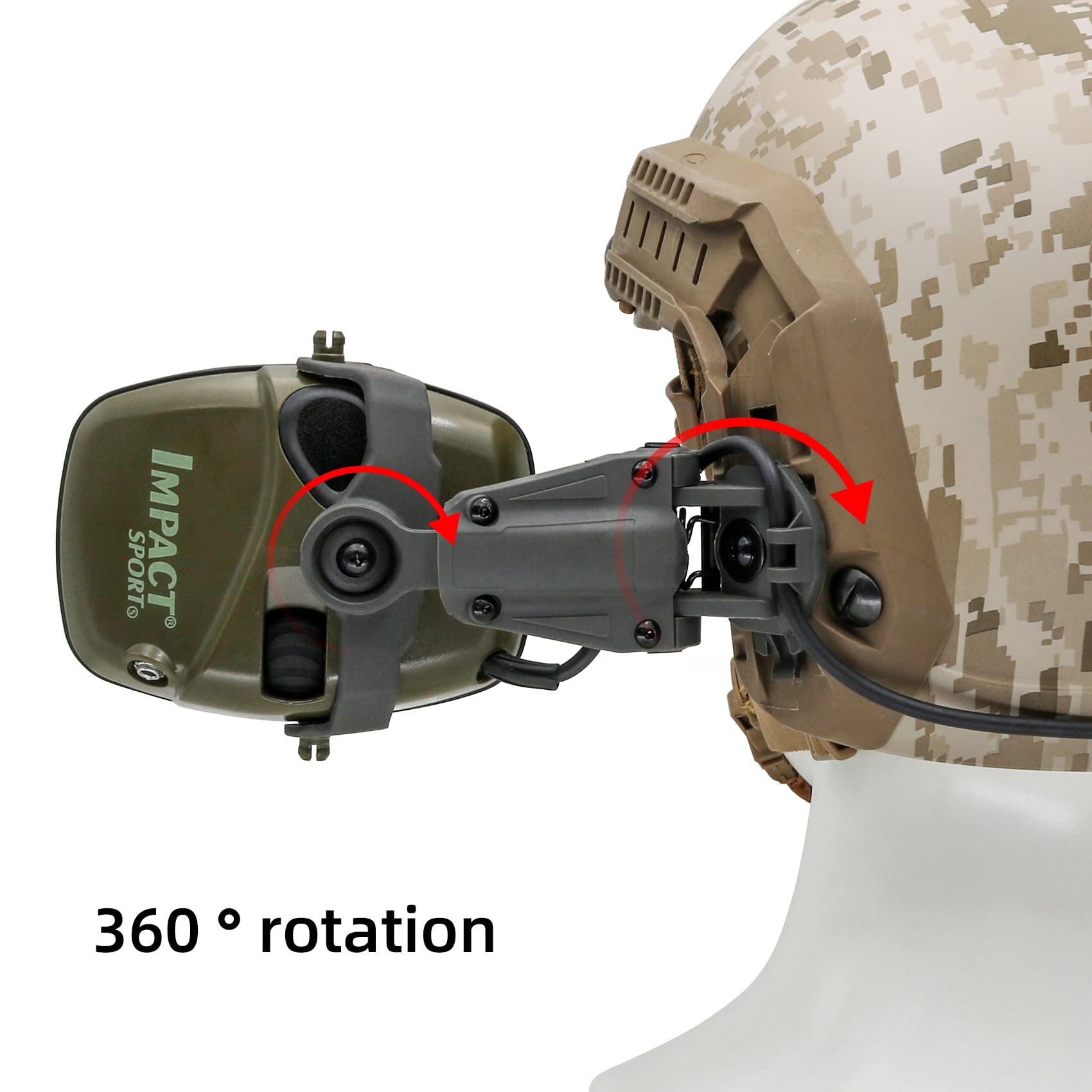 Tactical Helmet ARC Rail Adapter for Howard Leight Impact Sport Earmuffs - Helmet Mount for Shooting Ear Protection - Perfect for Airsoft, Hunting & Range Training