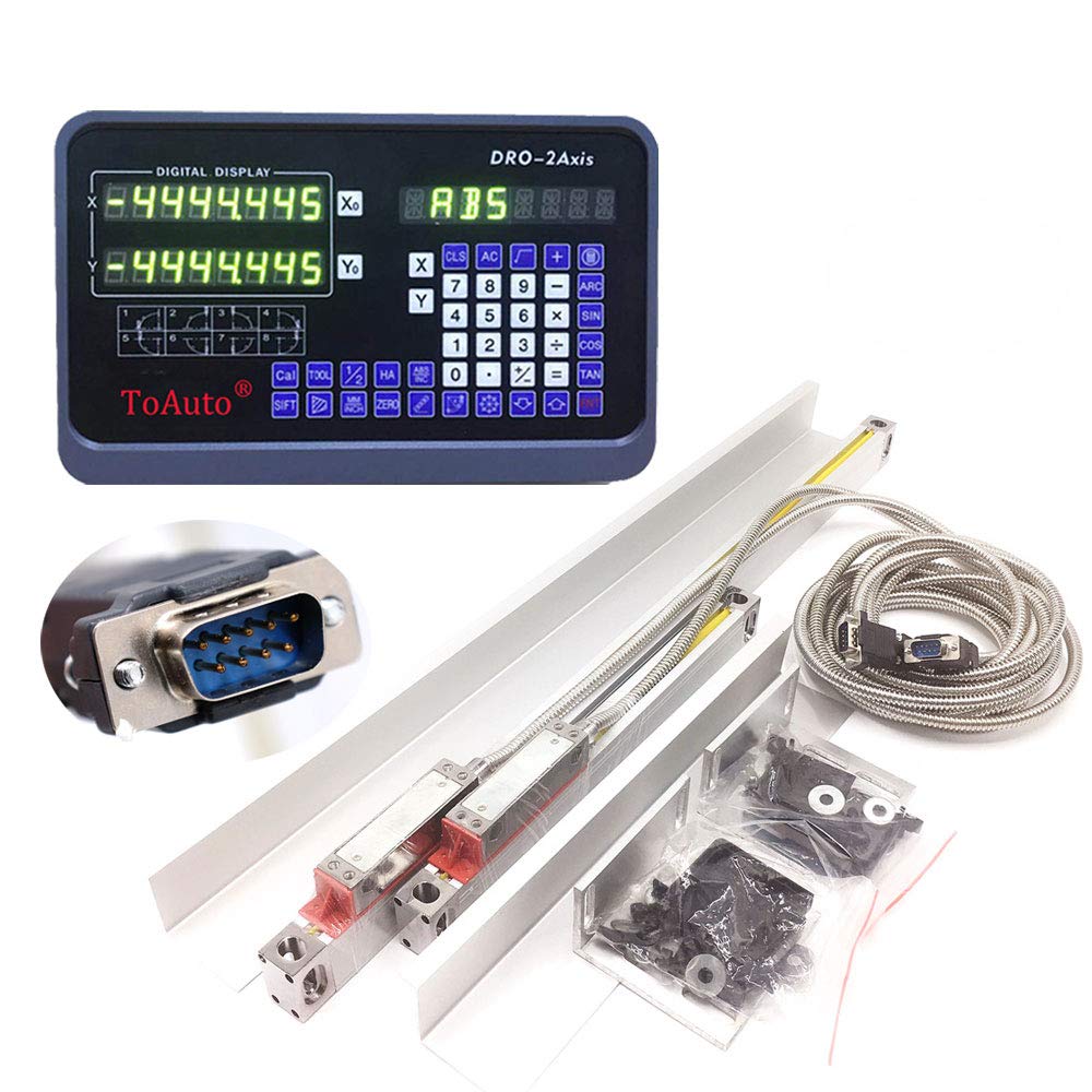 TOAUTO 2 Axis 400mm + 850mm Digital Readout DRO Kit with Linear Scale for Milling Machine & Lathe | Precise Measurement for Metalworking, Woodworking & CNC Machining