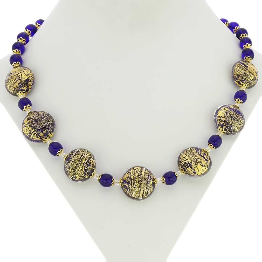 Authentic Murano Glass Necklace from Venice - Ca D'oro Cobalt Blue Handmade Jewelry | Perfect for Weddings, Gifts & Special Occasions