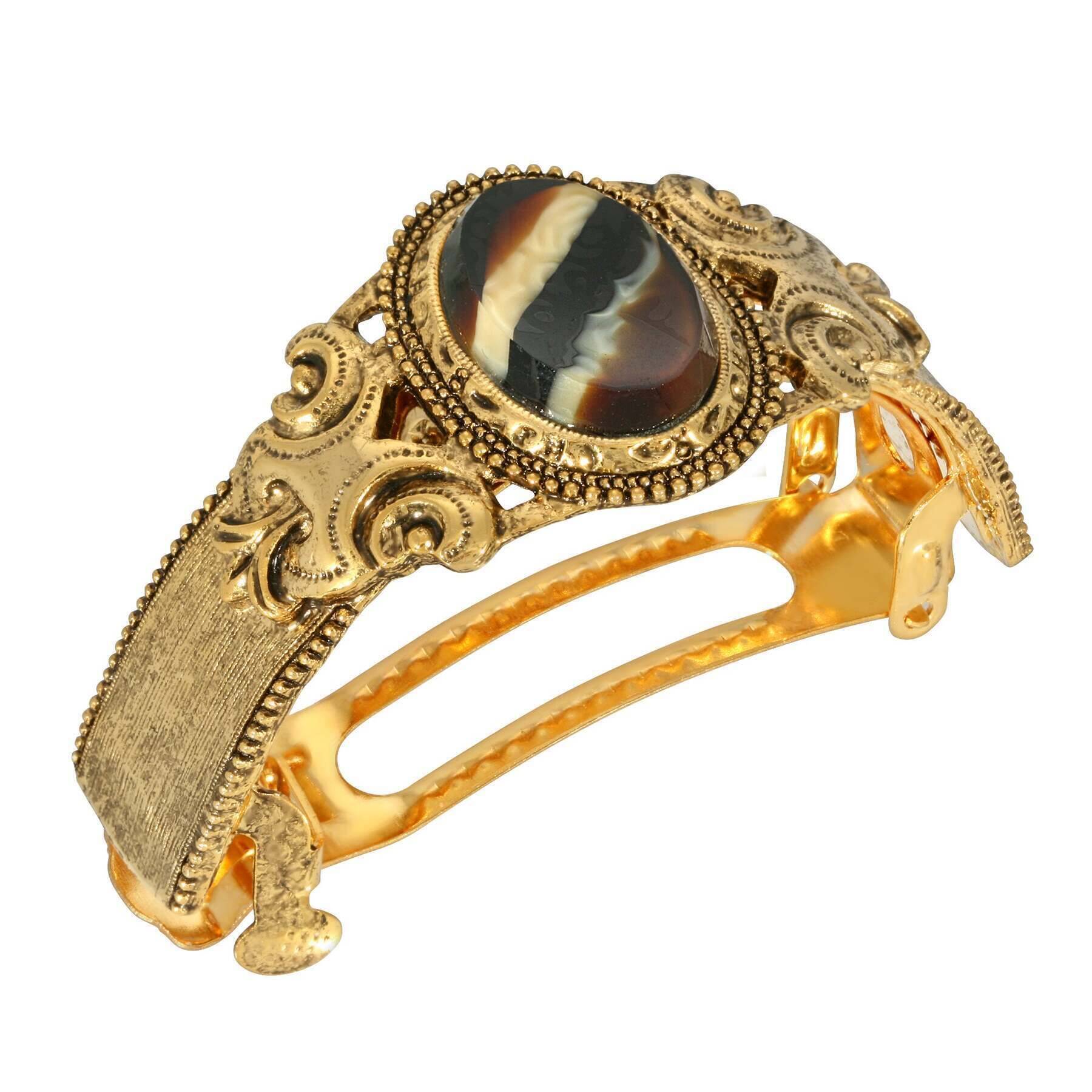 1928 Vintage Style Oval Stone Hair Clip - Elegant Ponytail Holder for Women | Perfect for Weddings, Parties & Everyday Wear