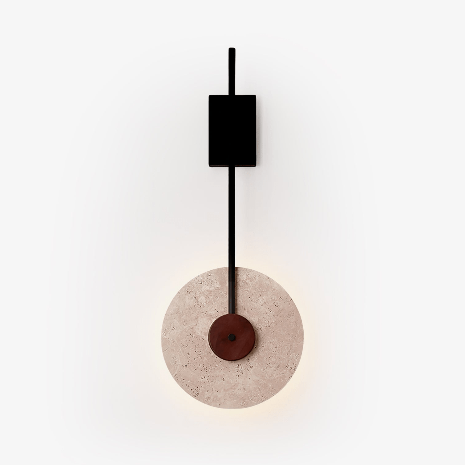 Modern Disc Travertine Wall Lamp - Natural Stone Finish for Living Room, Bedroom & Hallway Lighting - Elegant Home Decor