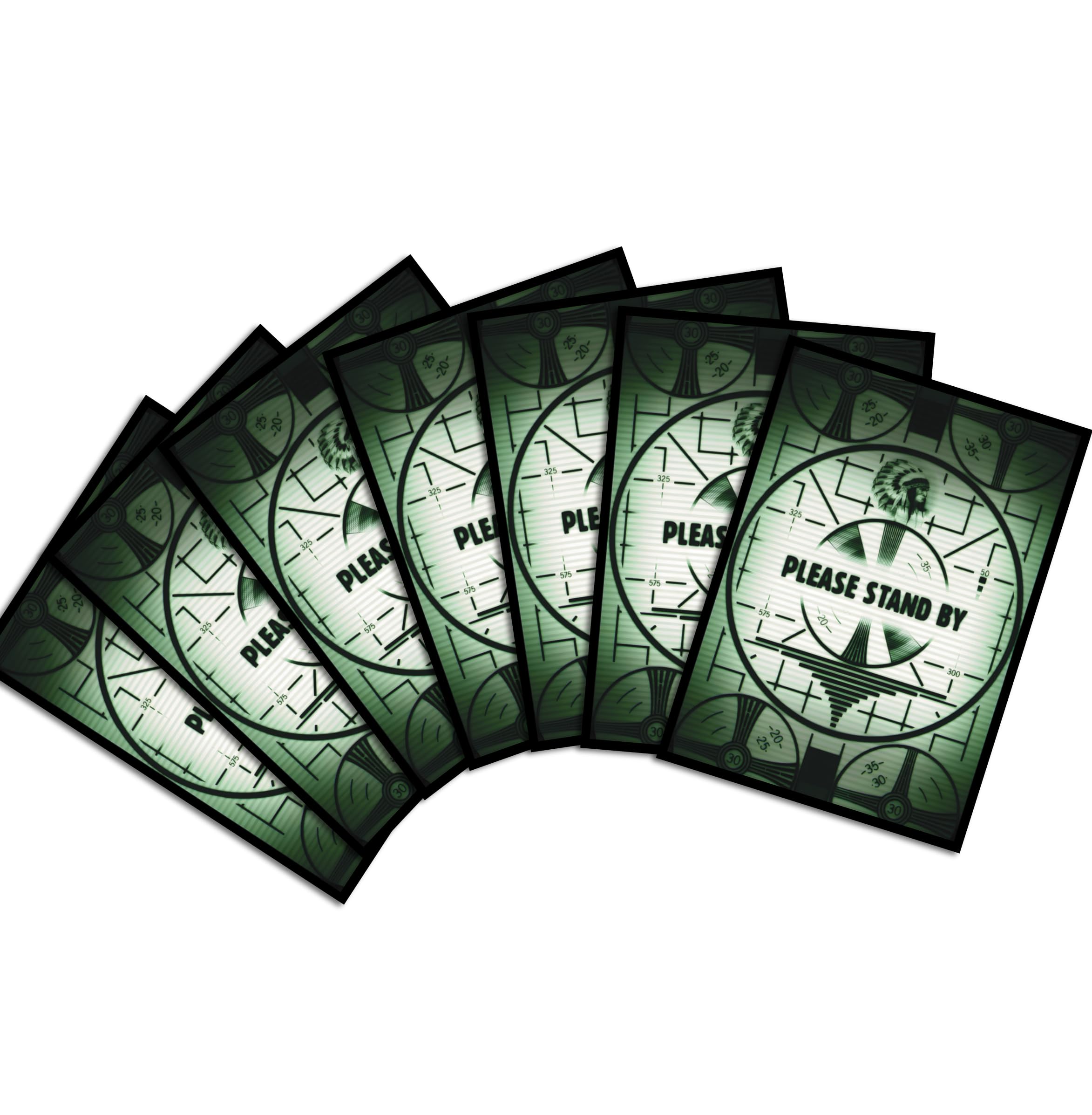 Digital Sorcery Studio Please Stand by Card Game Sleeves - 100 Pack - Premium Quality Sleeves for MTG, Fallout, and All TCGs - Protect Your Valuable Trading Cards - Perfect for Game Nights, Tournaments, and Collectors