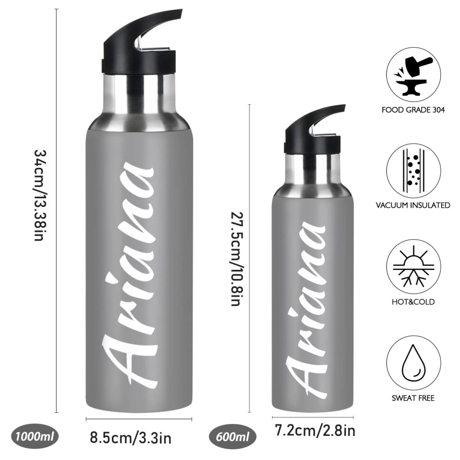 Custom Beige 20oz Stainless Steel Water Bottle with Straw Lid - Insulated Sports Water Bottle for Gym, Travel & Outdoor Activities - Personalized Gift for Fitness Enthusiasts